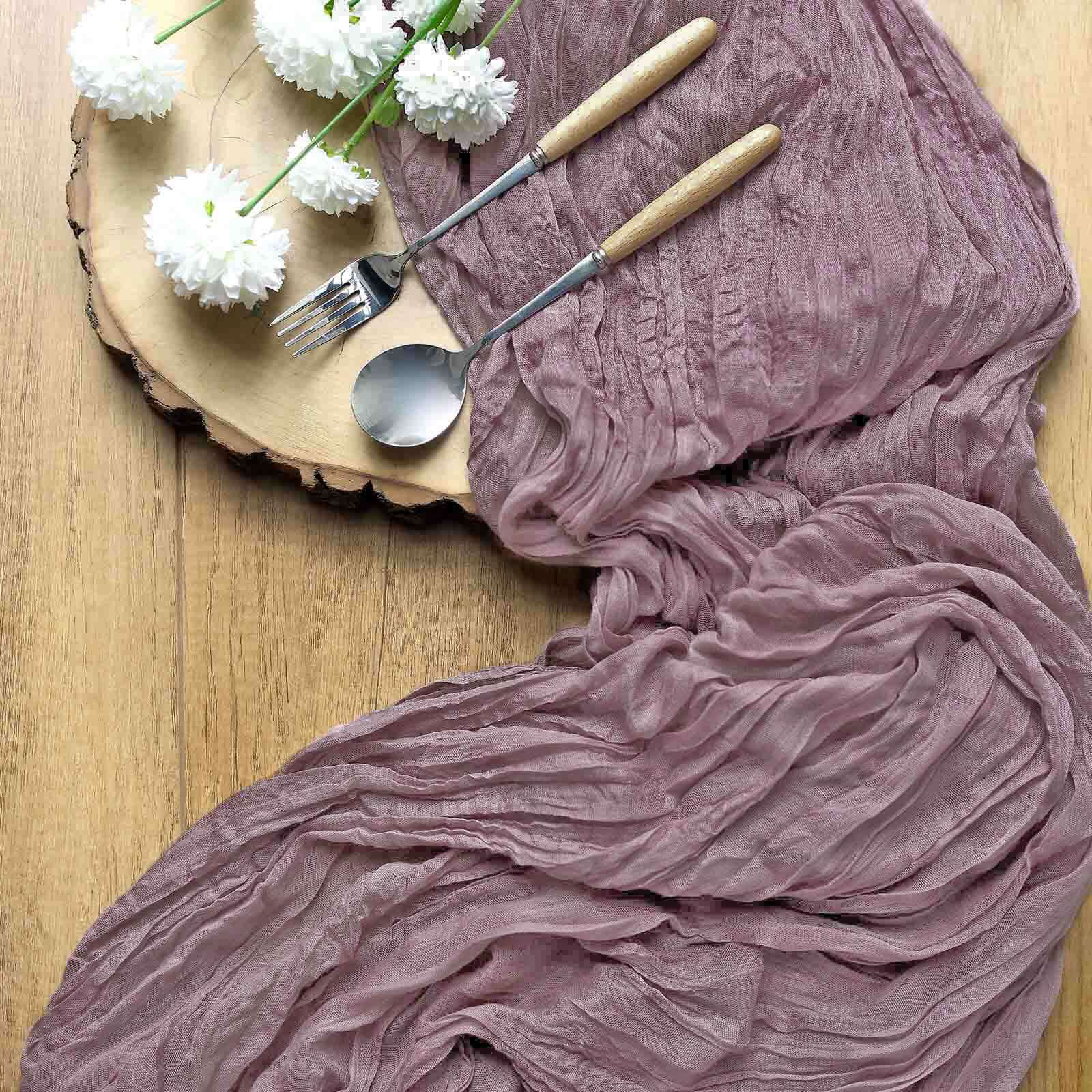 Gauze Cheesecloth Table Runner 10ft Violet Amethyst - Rustic Boho Table Linen - Image 2