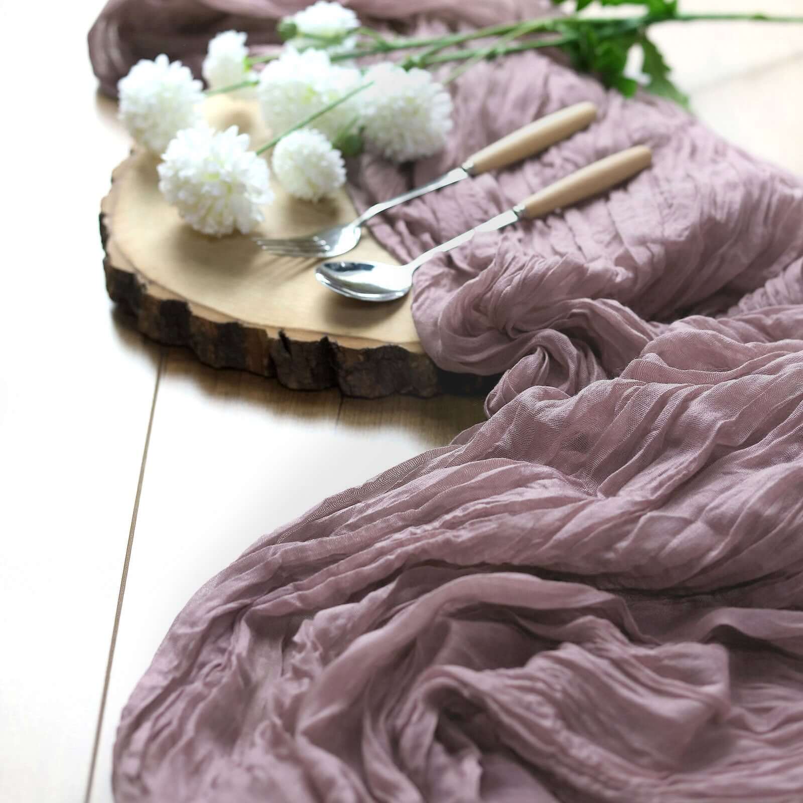 Gauze Cheesecloth Table Runner 10ft Violet Amethyst - Rustic Boho Table Linen - Image 7