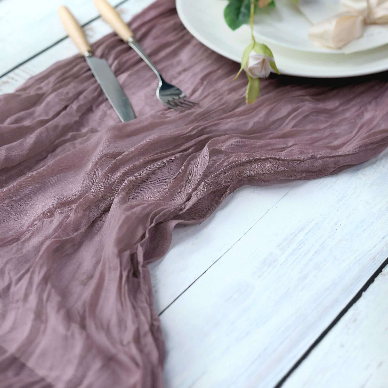 Gauze Cheesecloth Table Runner 10ft Violet Amethyst - Rustic Boho Table Linen - Image 8