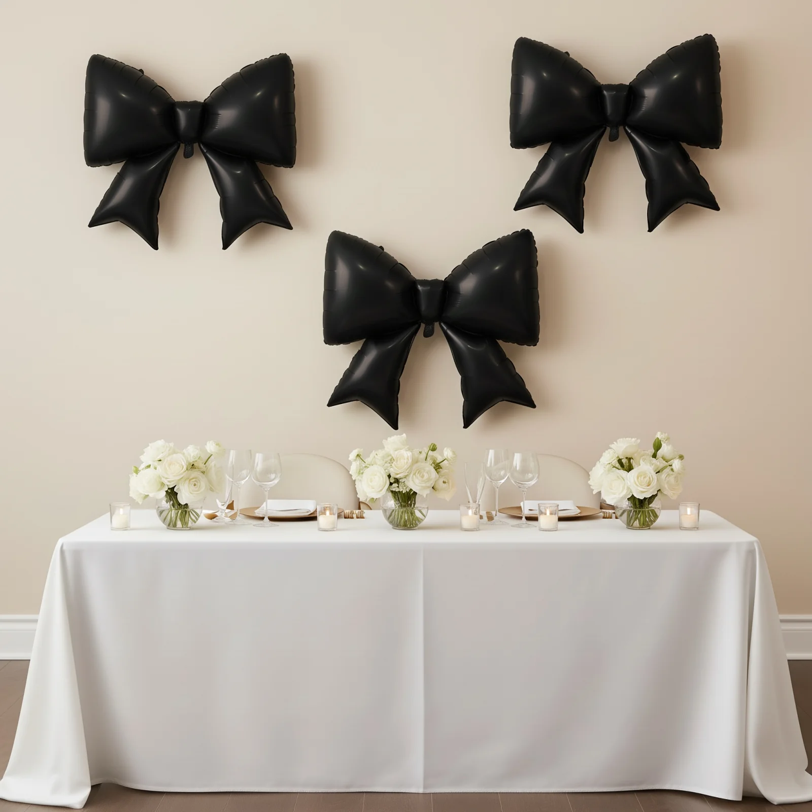 10 Pack Giant Foil Bow Balloons – Matte Black Party Balloons for Backdrop, Photo Booth & Event Styling, 29″ x 27″ Inflated - Image 6