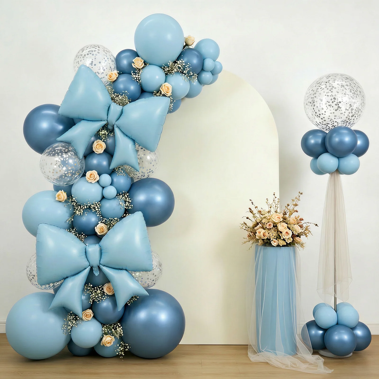 10 Pack Giant Foil Bow Balloons – Matte Light Blue Party Balloons for Backdrop, Photo Booth & Event Styling, 29″ x 27″ Inflated - Image 9