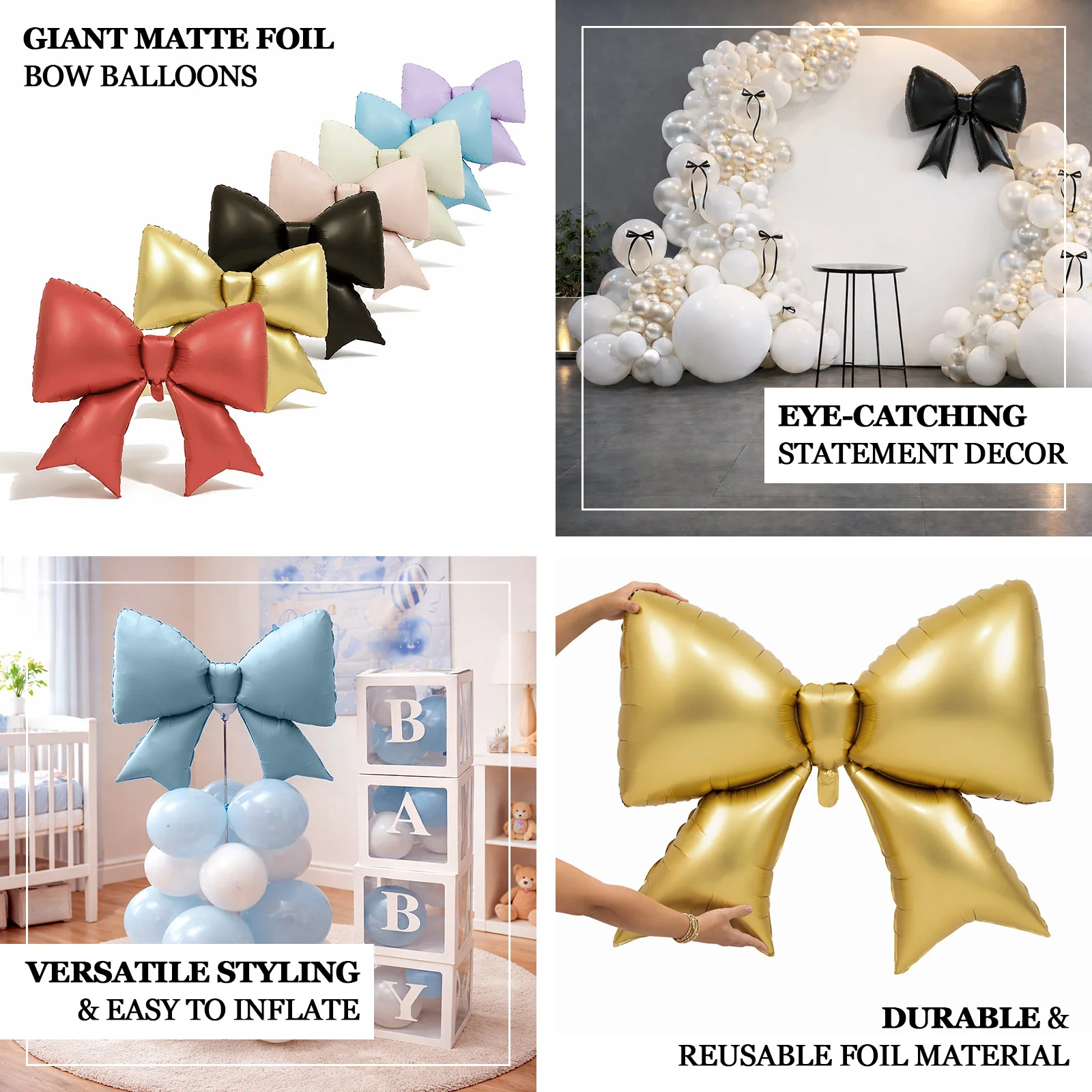 10 Pack Giant Foil Bow Balloons – Matte Blush Party Balloons for Backdrop, Photo Booth & Event Styling, 29″ x 27″ Inflated - Image 5