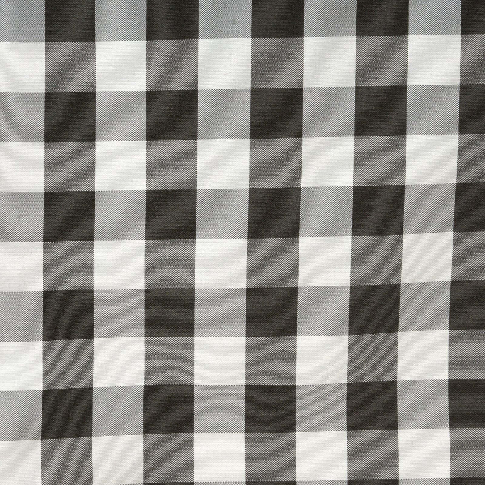 Gingham Polyester Table Runner 14"x108" Black/White Buffalo Plaid - Checkered Farmhouse Outdoor Table Linen - Image 3