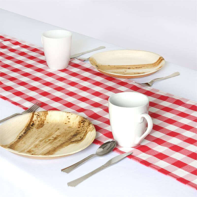 Gingham Polyester Table Runner 14"x108" Red/White Buffalo Plaid - Checkered Table Linen
