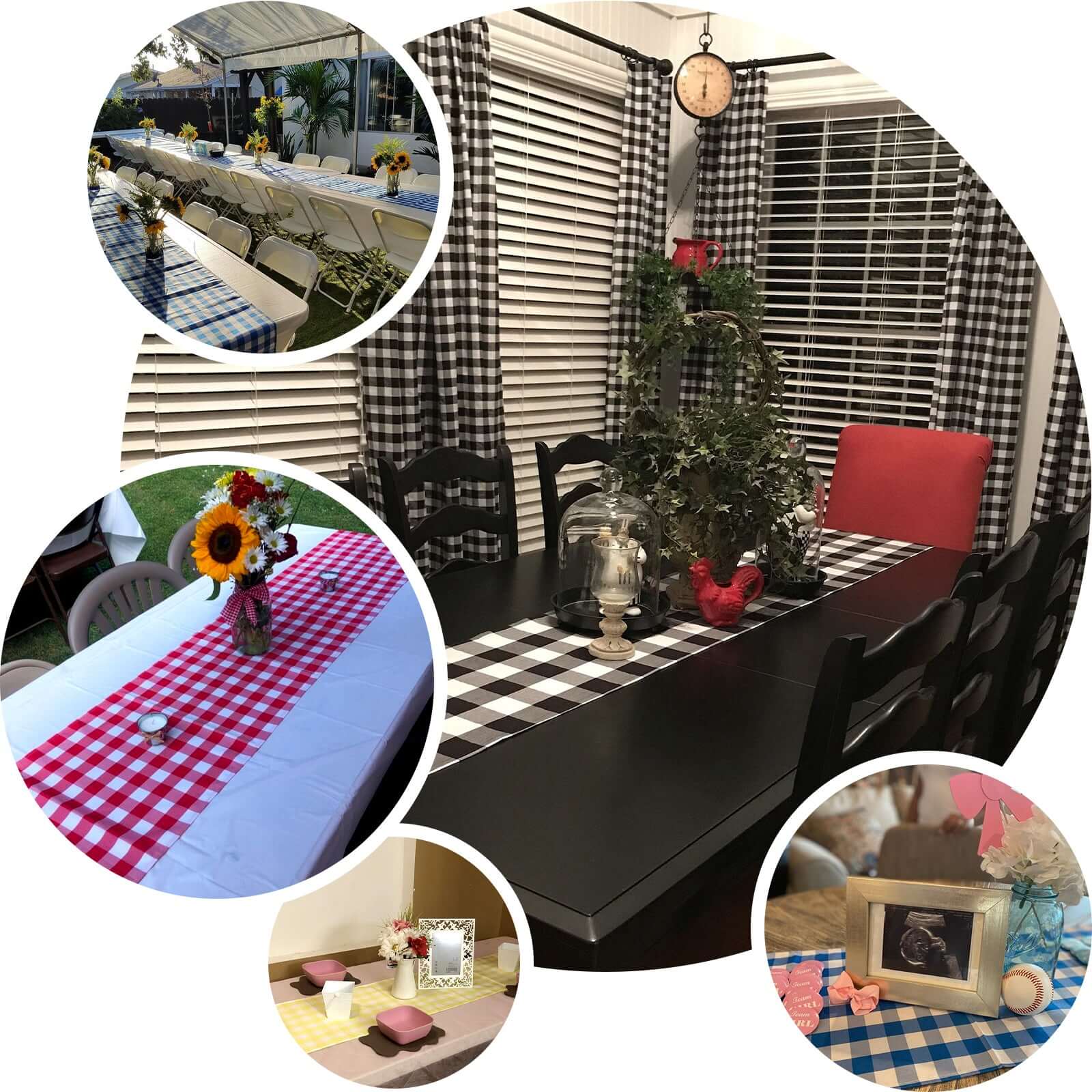 Gingham Polyester Table Runner 14"x108" Red/White Buffalo Plaid - Checkered Table Linen - Image 5