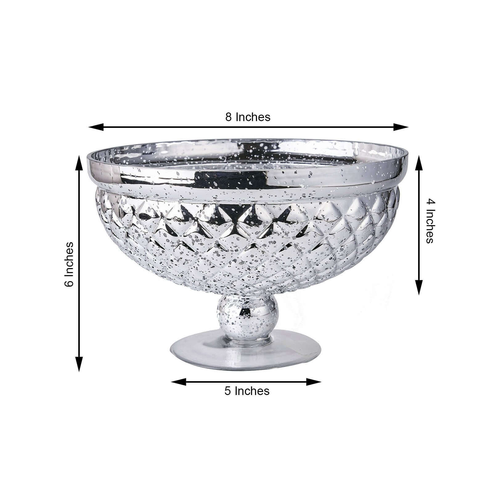 Glass Compote Vase Pedestal Bowl 8" Mercury Silver - Chic Floral Centerpiece - Image 3