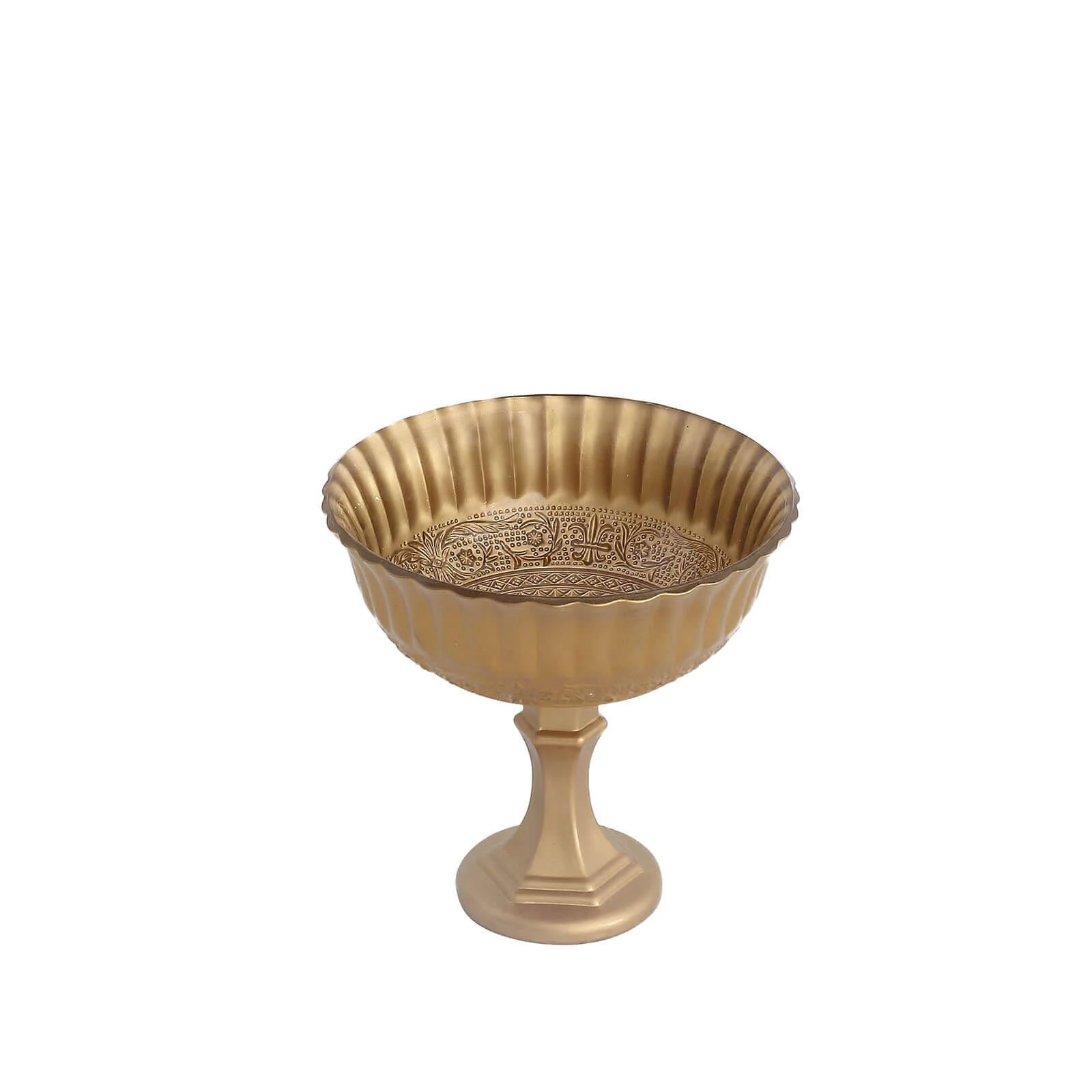 Glass Floral Bowl Centerpiece Compote Pedestal 7" Roman Style Gold - Vintage Wedding Vase for Luxurious Table Settings - Image 6
