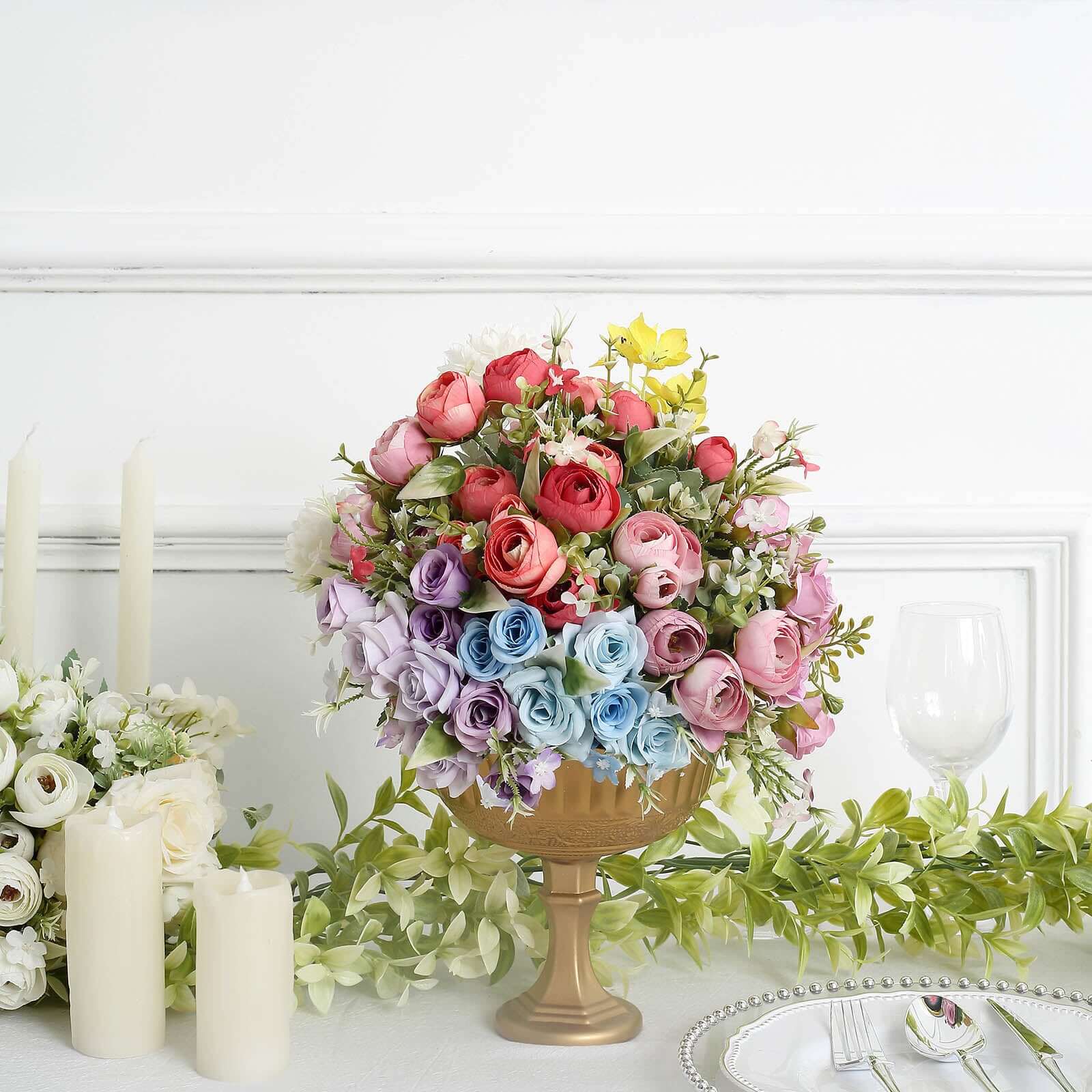 Glass Floral Bowl Centerpiece Compote Pedestal 7" Roman Style Gold - Vintage Wedding Vase for Luxurious Table Settings - Image 7