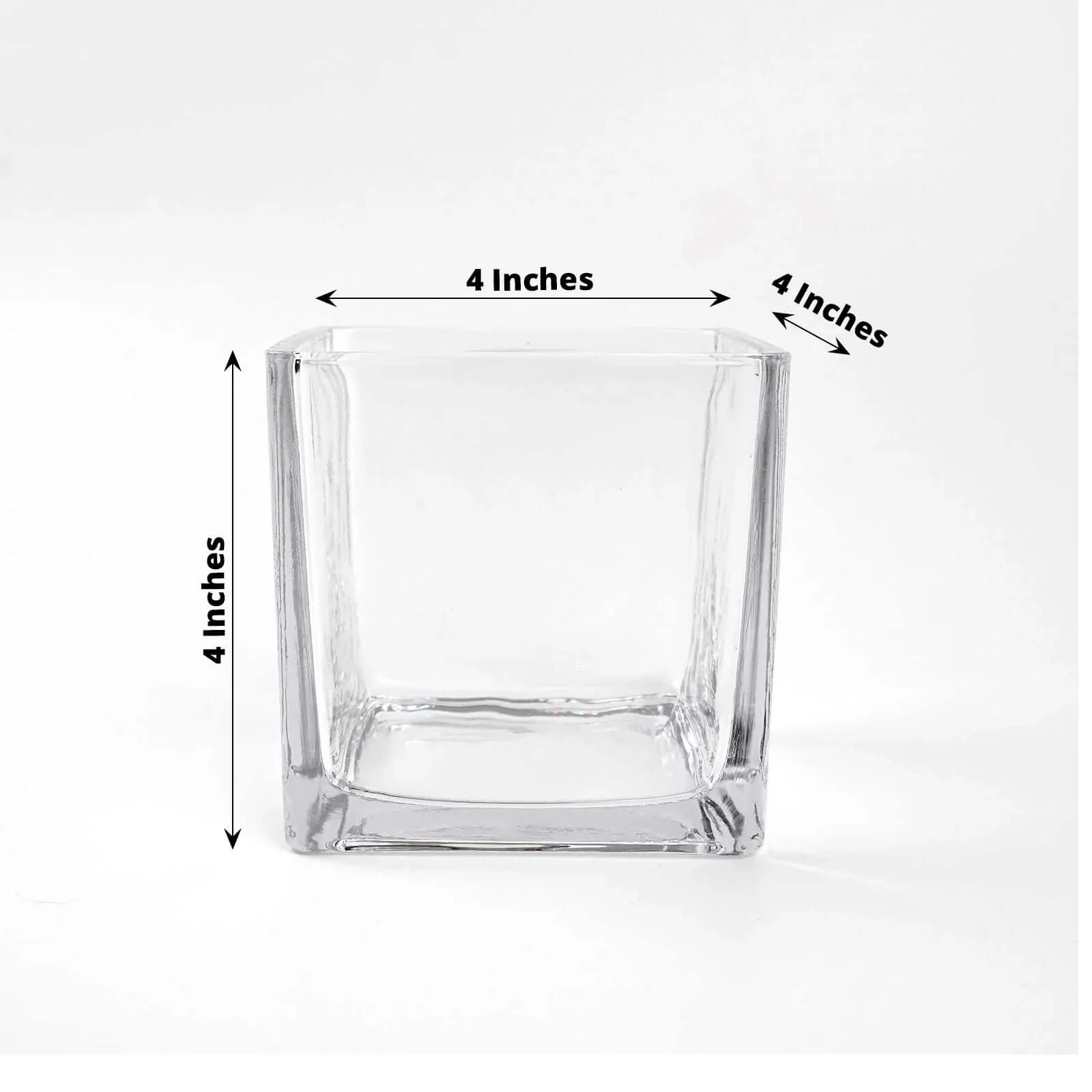 Glass Flower Vase Heavy Duty Square Design 4" Clear - Durable Table Centerpiece for Floral Displays - Image 3