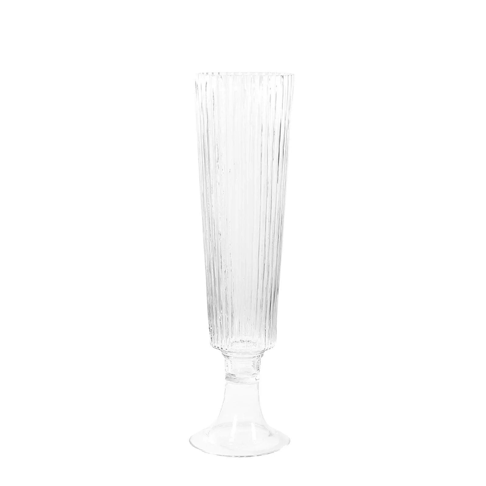 4-Pack Glass Trumpet Vases Ribbed Design 20" Clear - Heavy Duty Floral Wedding Centerpieces - Image 2