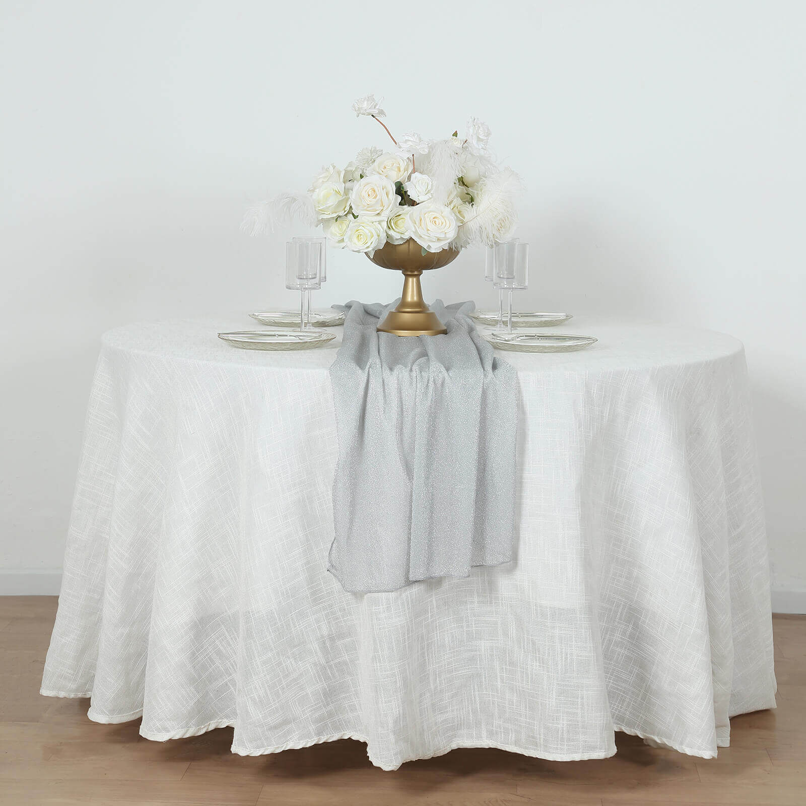Glitter Gauze Table Runner 27"x120" Silver - Sparkling Reusable Wrinkle-Free Sheer Table Linen - Image 6