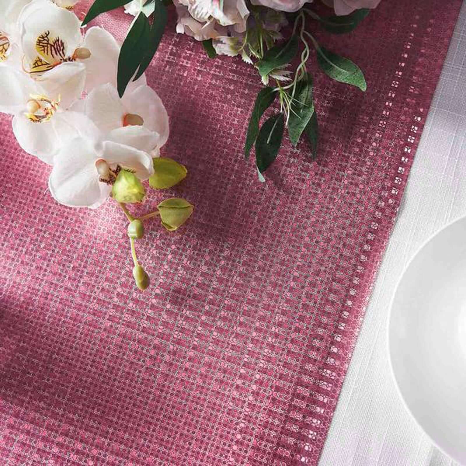Glitter Paper Table Runner Roll 9ft Rose Gold Circle Pattern - Stylish Disposable Party Decor - Image 11