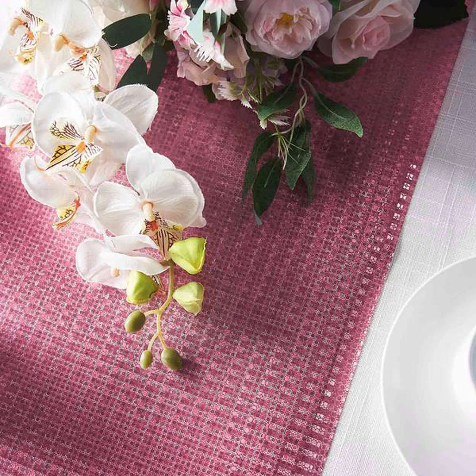 Glitter Paper Table Runner Roll 9ft Rose Gold Circle Pattern - Stylish Disposable Party Decor - Image 13