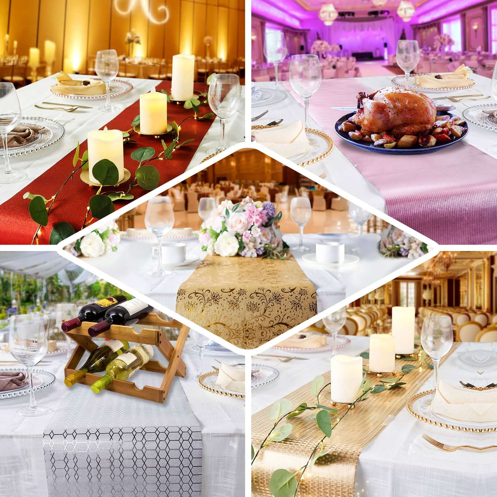 Glitter Paper Table Runner Roll 9ft Silver Ridge Pattern - Stylish Disposable Party Decor - Image 4