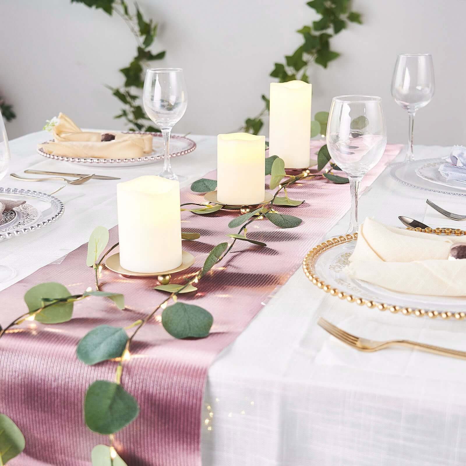 Glitter Paper Table Runner Roll 9ft Rose Gold Ridge Pattern - Stylish Disposable Party Decor - Image 6