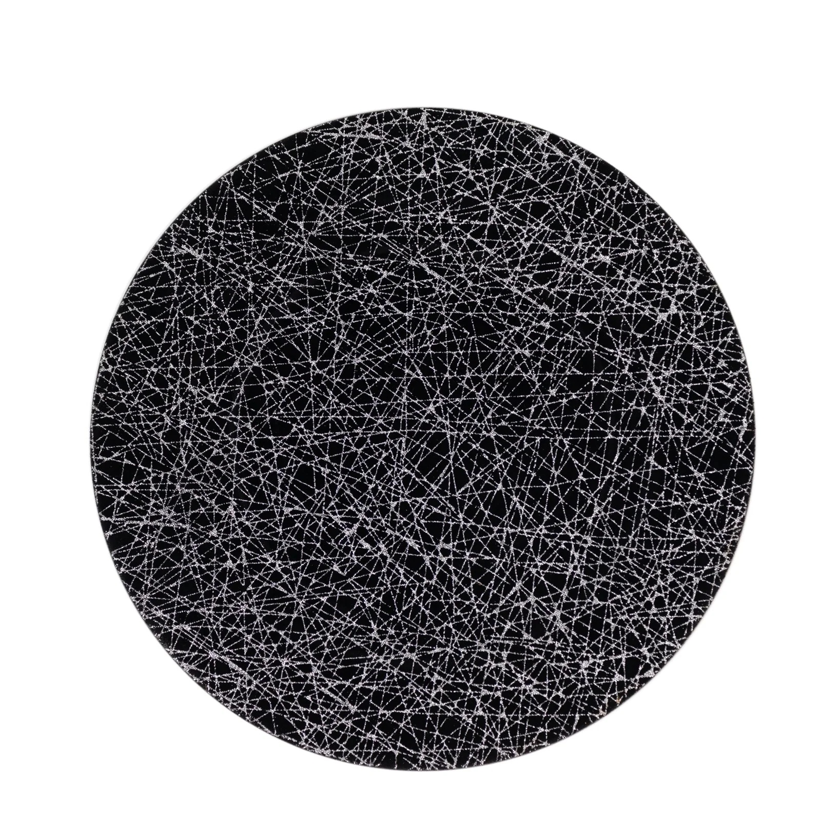 6-Pack Acrylic Charger Plates 13" Round Black with Glitter Silver Abstract Lines Pattern - Decorative Dinner Party Charger Tableware - Image 6