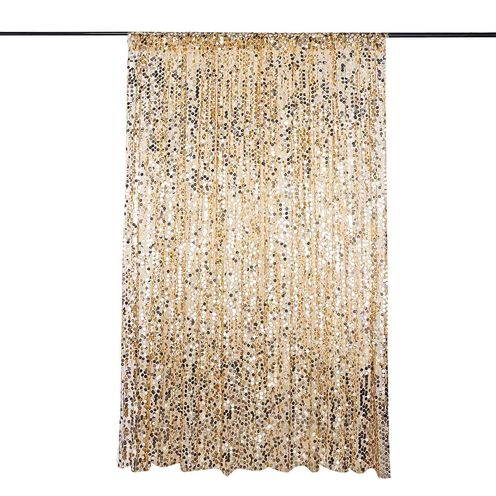 Gold Big Payette Sequin Backdrop Drape Curtain, Photo Booth Event Divider Panel - 8ftx8ft - Image 6