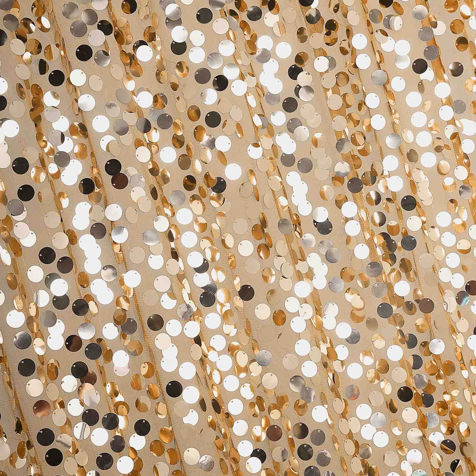 Gold Big Payette Sequin Backdrop Drape Curtain, Photo Booth Event Divider Panel - 8ftx8ft - Image 8