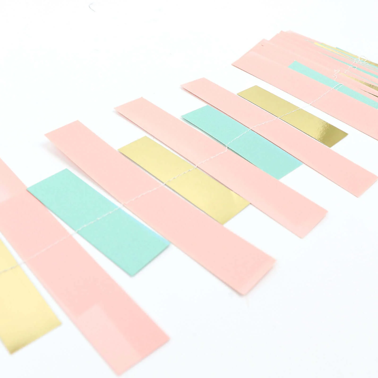 Gold, Blush and Turquoise Confetti-Like Paper Party Garland Streamer, Hanging Backdrop Decoration 6.5ft - Image 15