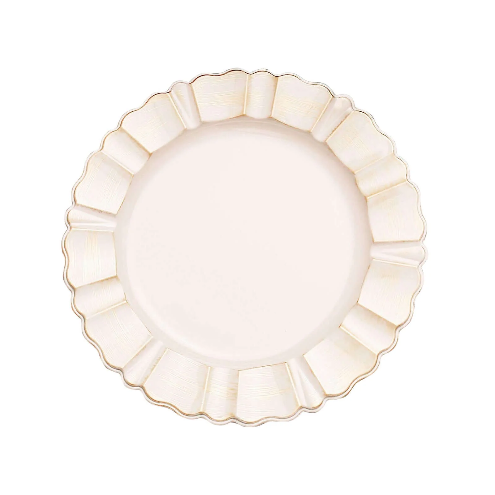 6-Pack Acrylic Plastic Charger Plates 13" Round Beige with Gold Brushed Wavy Scalloped Rim - Dinner Charger Tableware - Image 10
