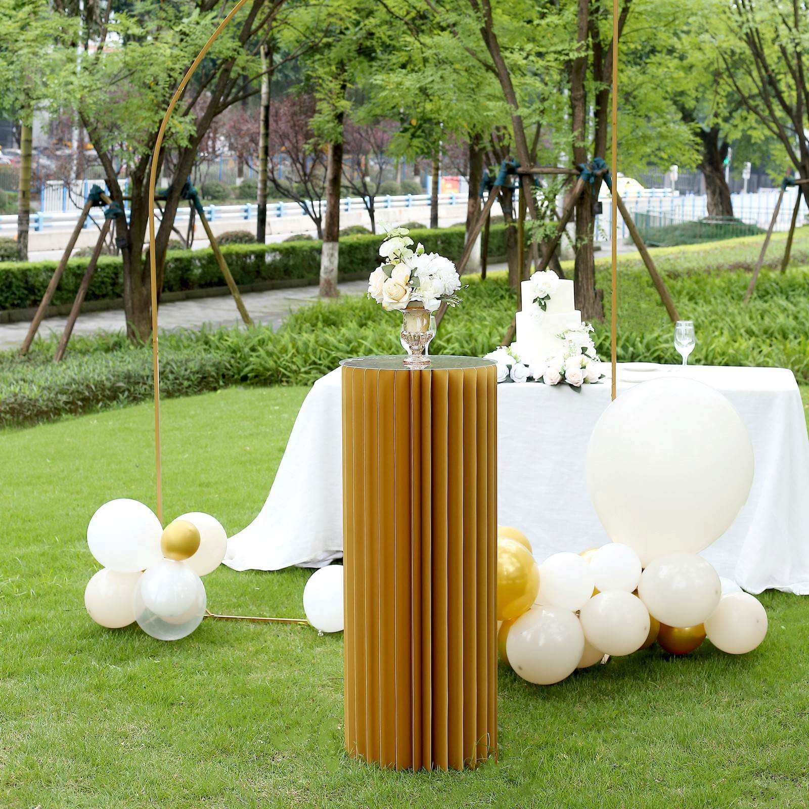 Gold Cylinder Pillar Pedestal Stand, Display Column Stand With Top Plate 40" - Image 7