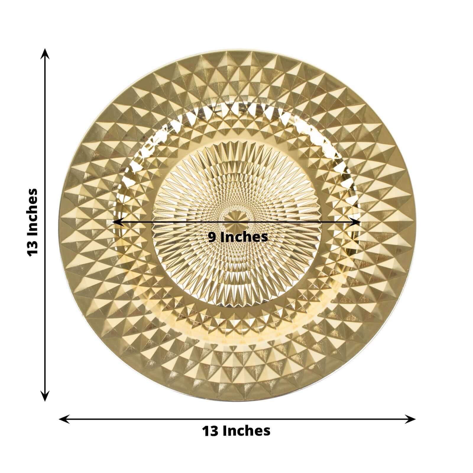6-Pack Plastic Charger Plates 13" Round Gold Diamond Pattern - Sparkling Disposable Dinner Charger Tableware - Image 3