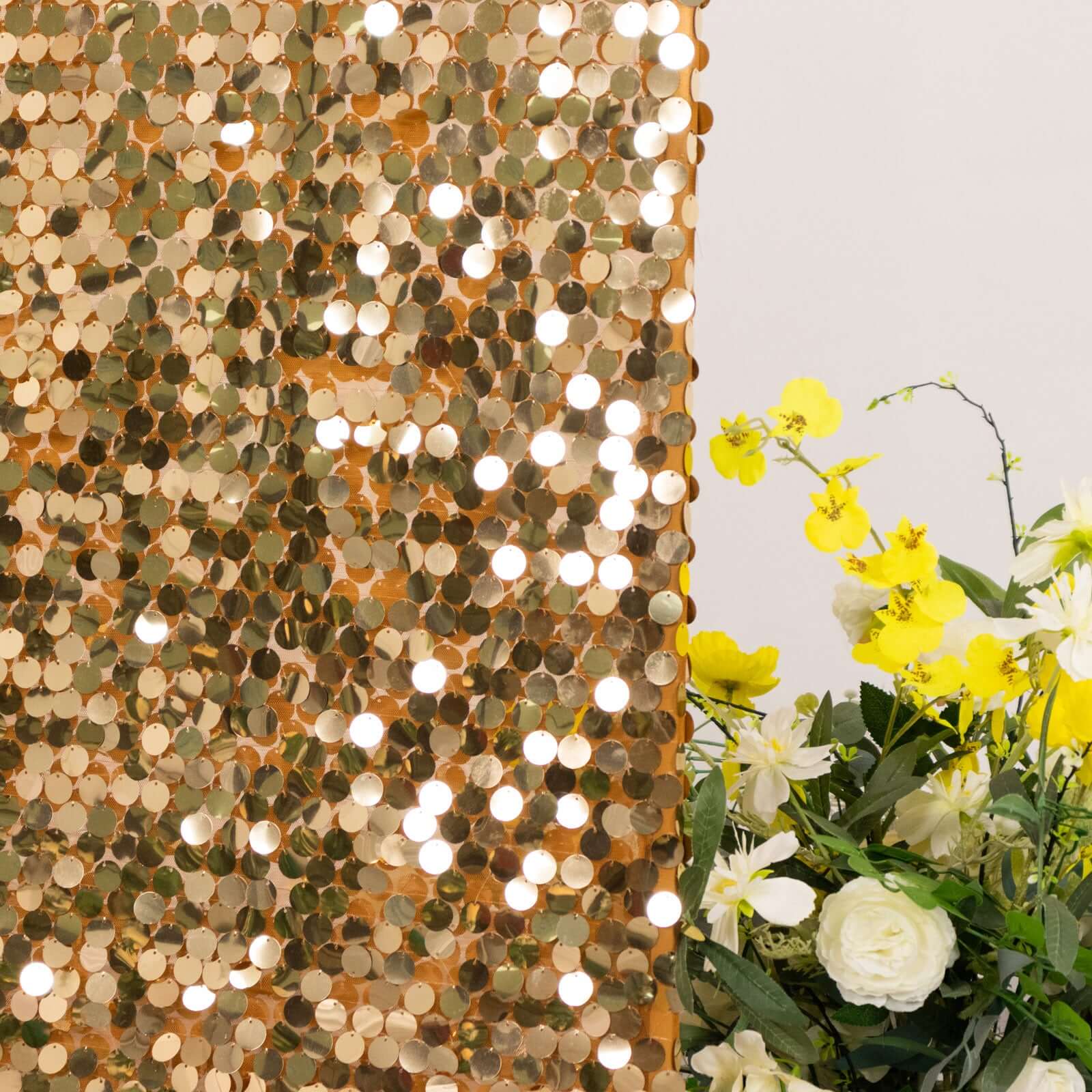 Gold Double Sided Big Payette Sequin Chiara Backdrop Stand Cover For Half Moon Wedding Arch Stand 7ft - Image 6