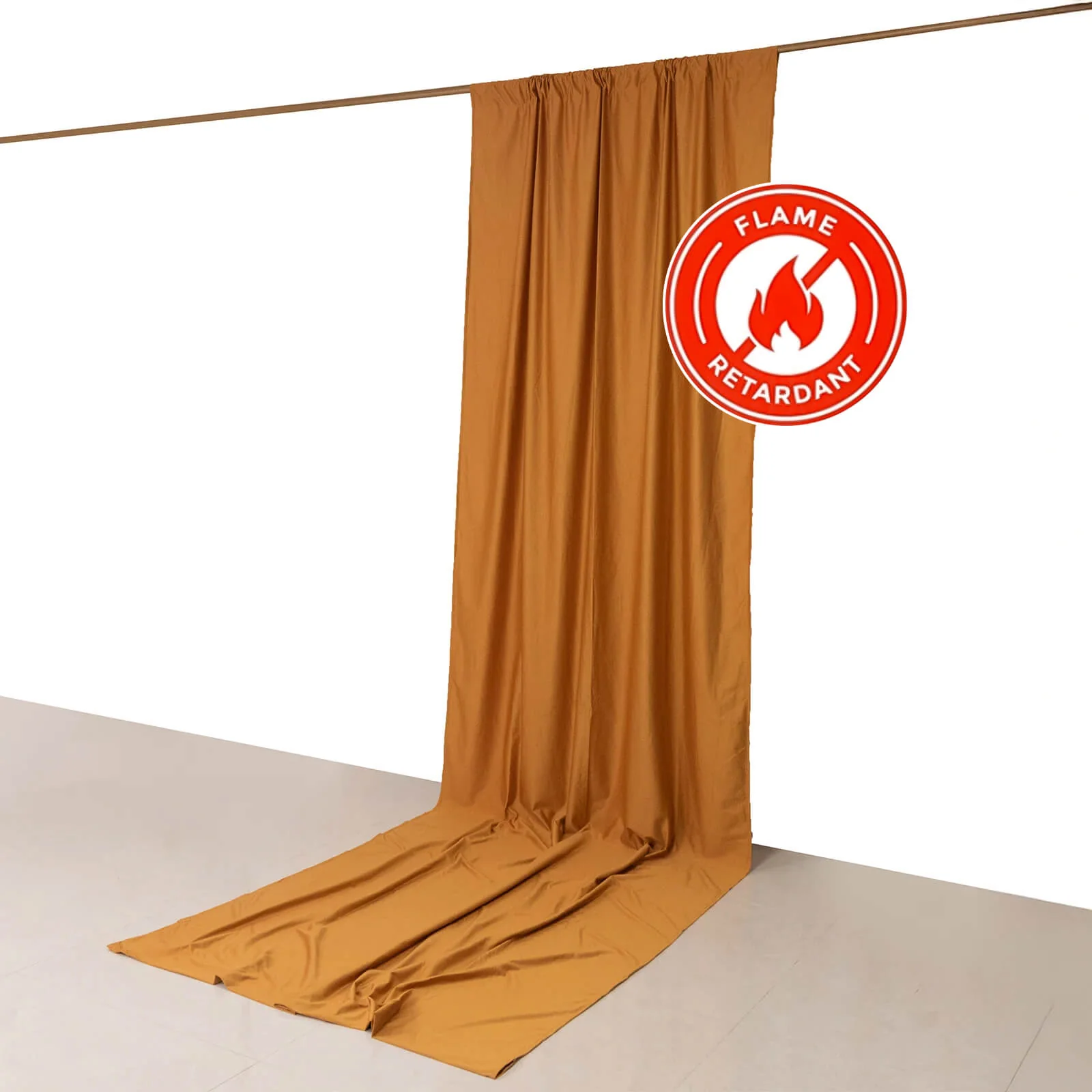 Gold Scuba Polyester Backdrop Drape Curtain, Durable Flame Resistant Event Divider Panel Wrinkle Free With Rod Pockets - 5ftx14ft - Image 3
