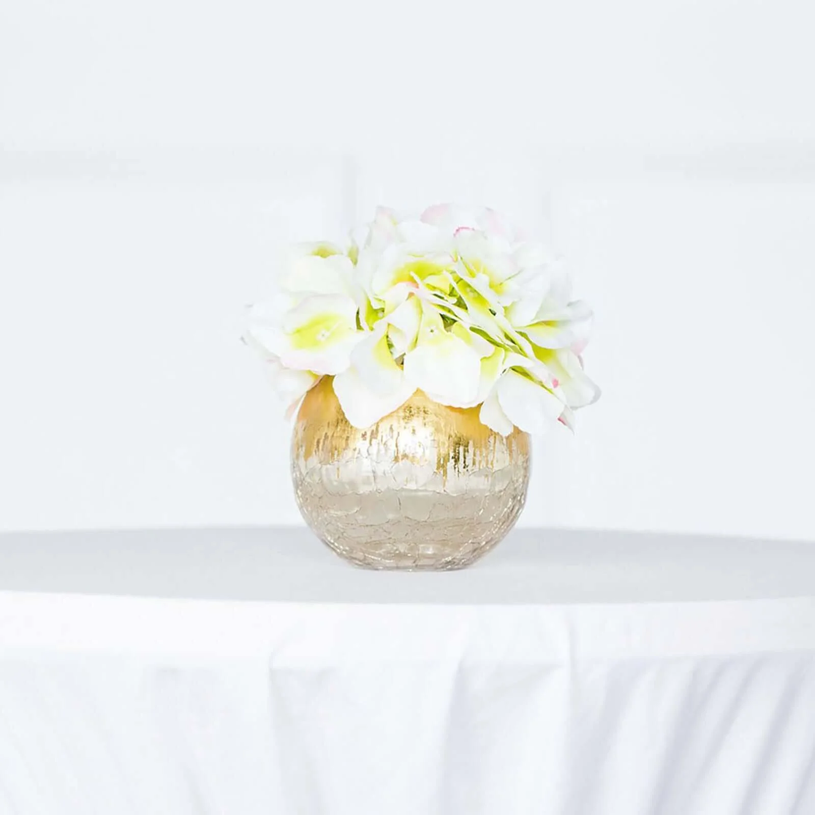 Gold Foiled Glass Bud Vase Crackle Bubble Bowl 4" - Round Table Centerpiece for Floral Arrangements - Image 8