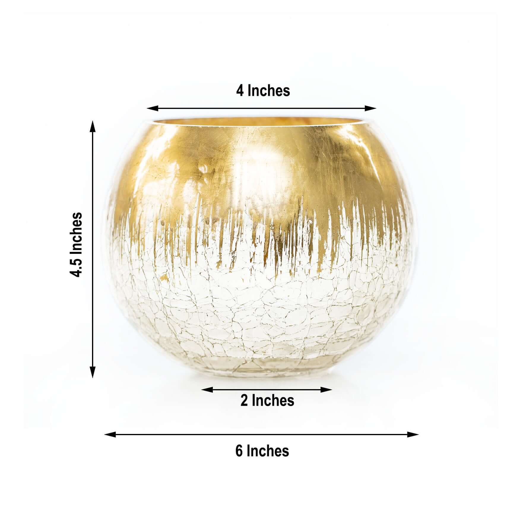 Gold Foiled Glass Flower Vase Crackle Bubble Design 4.5" - Decorative Floral Wedding Centerpiece - Image 3