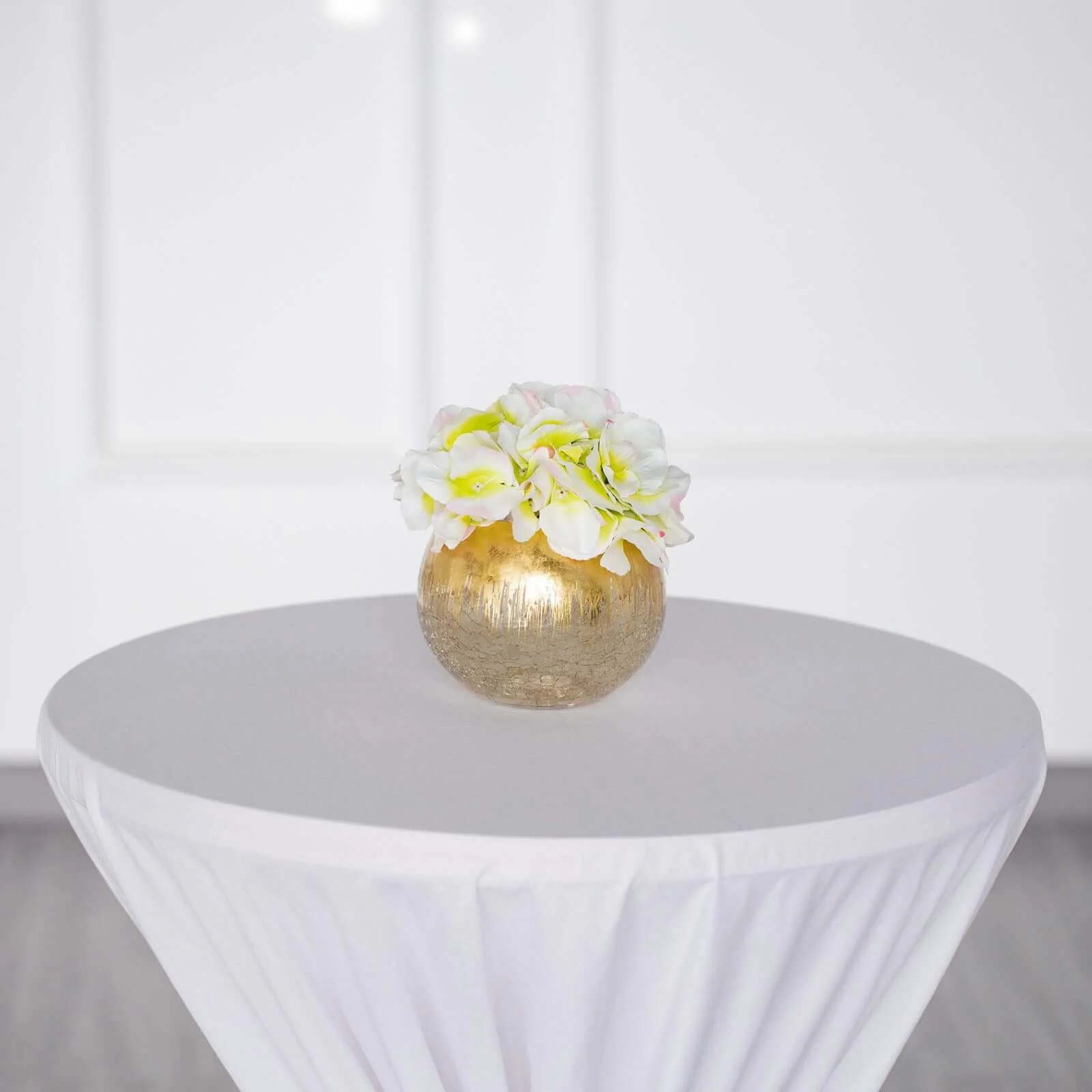 Gold Foiled Glass Flower Vase Crackle Bubble Design 4.5" - Decorative Floral Wedding Centerpiece - Image 6