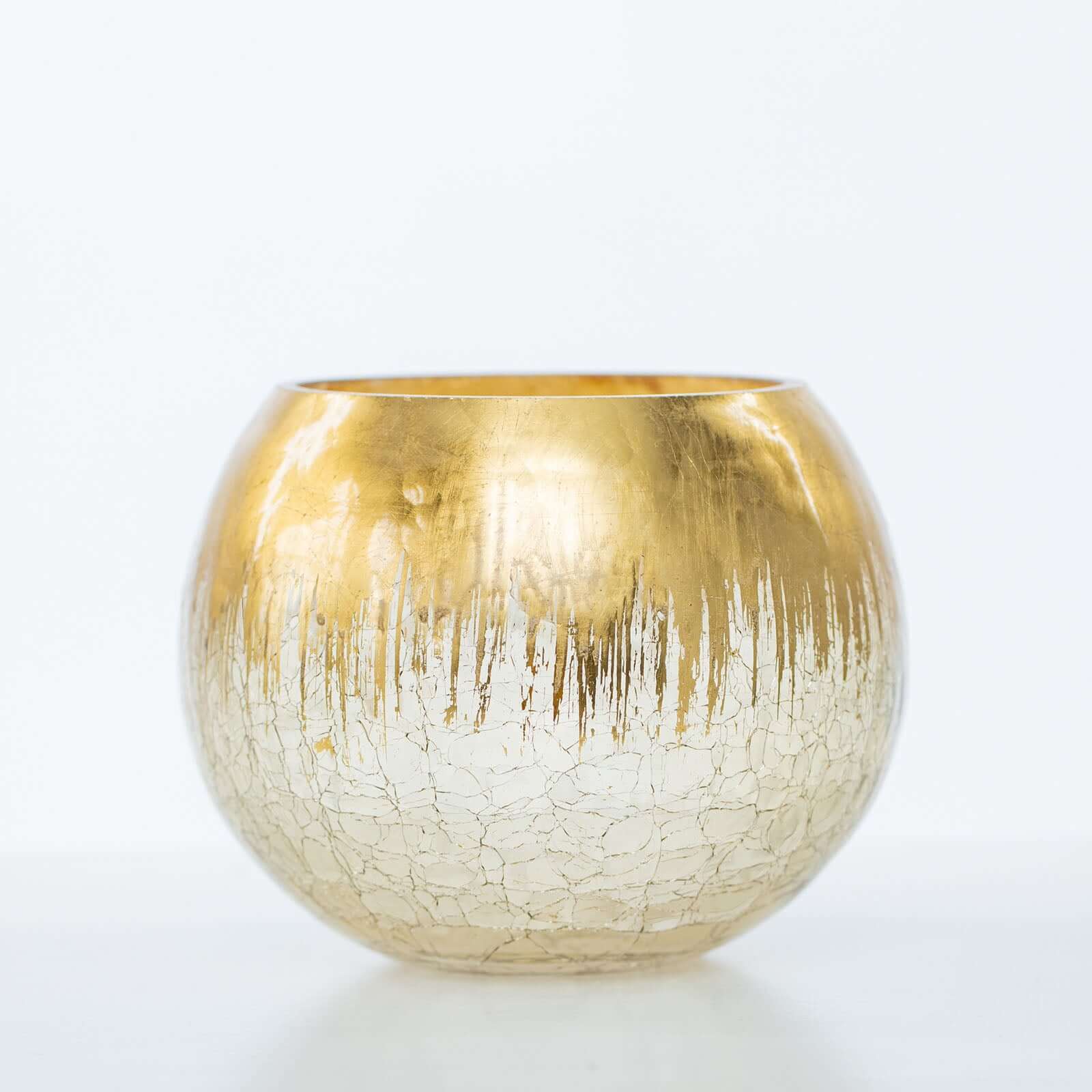 Gold Foiled Glass Flower Vase Crackle Bubble Design 4.5" - Decorative Floral Wedding Centerpiece - Image 7