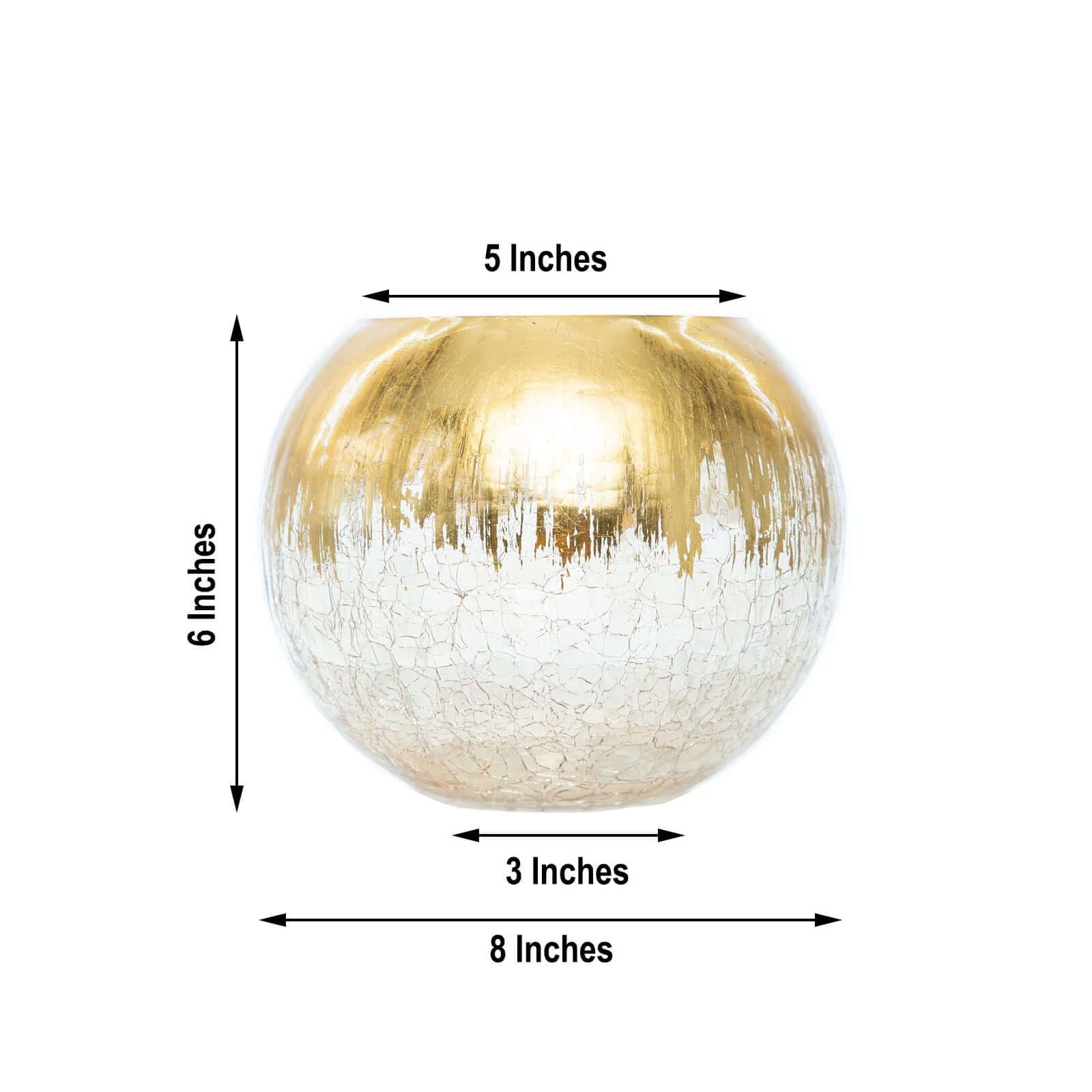 Gold Foiled Glass Flower Vase Crackle Bubble Design 6" - Sophisticated Floral Wedding Centerpiece - Image 3