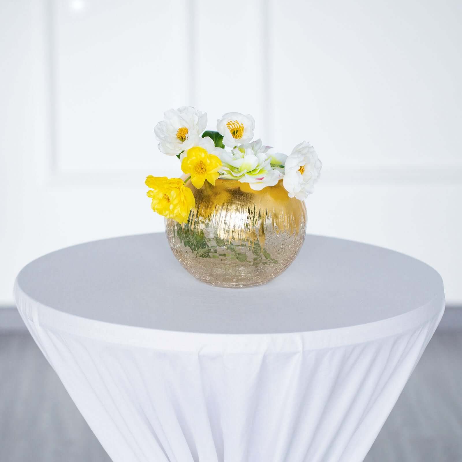 Gold Foiled Glass Flower Vase Crackle Bubble Design 6" - Sophisticated Floral Wedding Centerpiece - Image 6