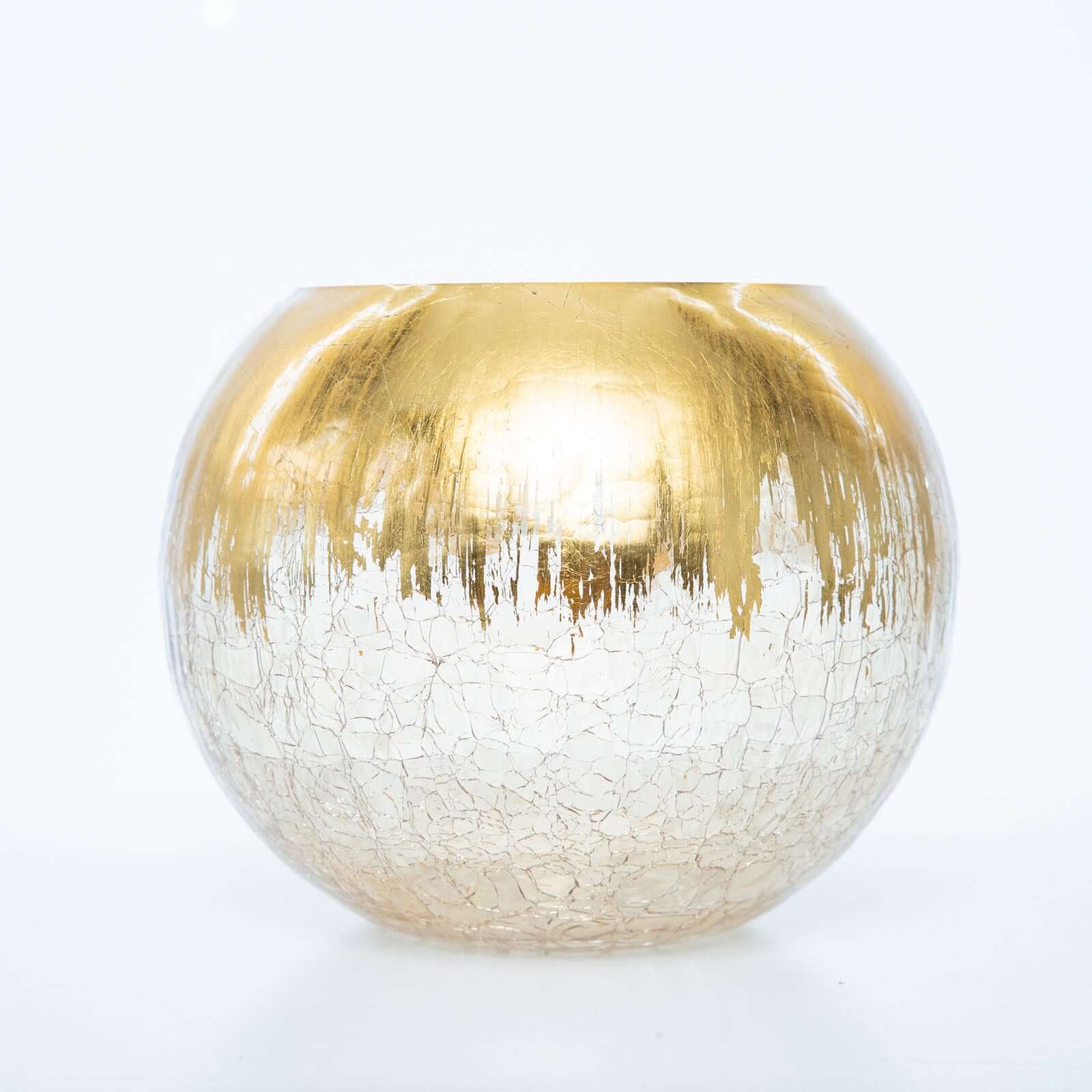 Gold Foiled Glass Flower Vase Crackle Bubble Design 6" - Sophisticated Floral Wedding Centerpiece - Image 7