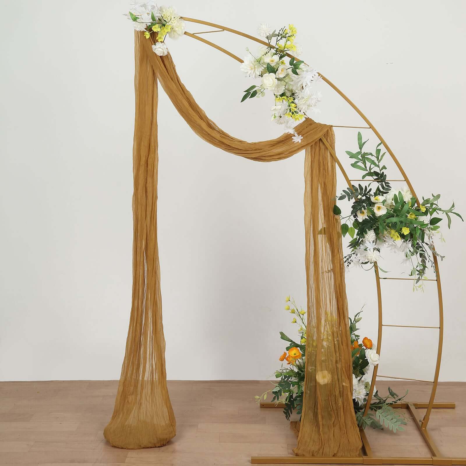 Gold Gauze Cheesecloth Draping Fabric Wedding Arch Decorations, Window Scarf Valance Drapes, Boho Arbor Long Curtain Panel 20ft - Image 5