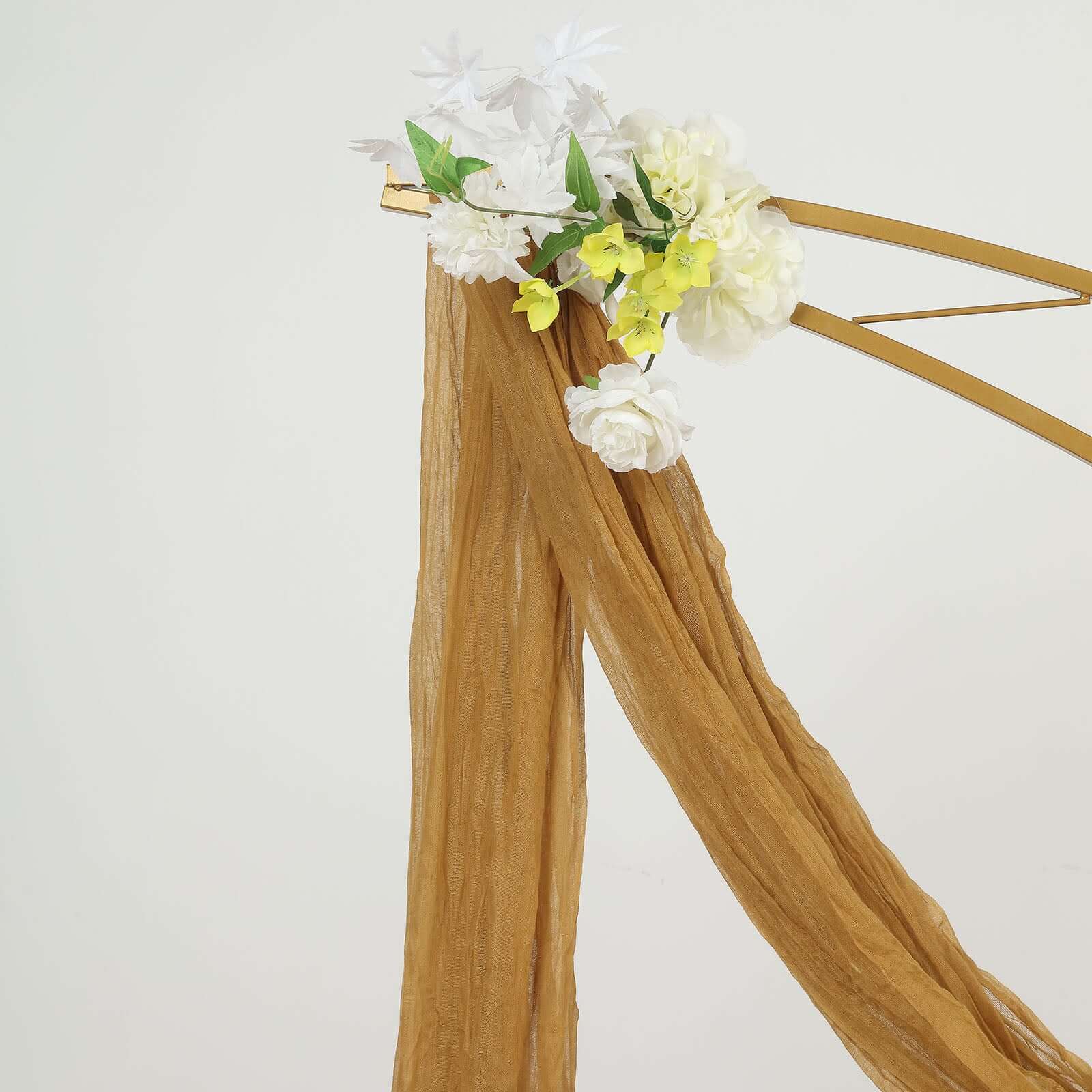 Gold Gauze Cheesecloth Draping Fabric Wedding Arch Decorations, Window Scarf Valance Drapes, Boho Arbor Long Curtain Panel 20ft - Image 9