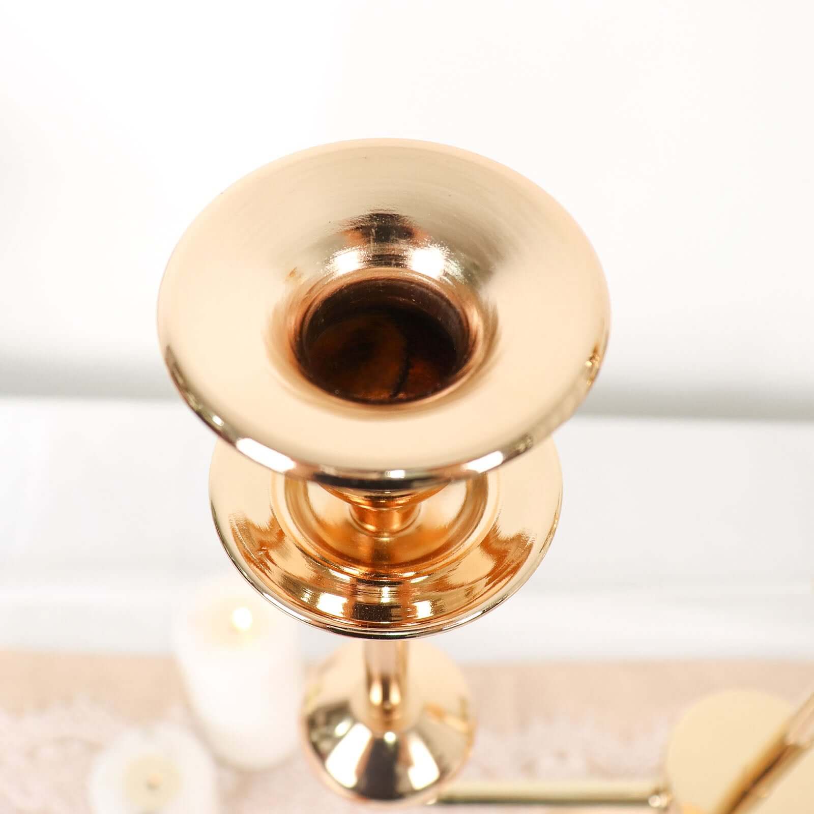Gold Metal 3-Arm Candle Holder Table Centerpiece 20" Candelabra - Taper Candlestick Stand - Image 10