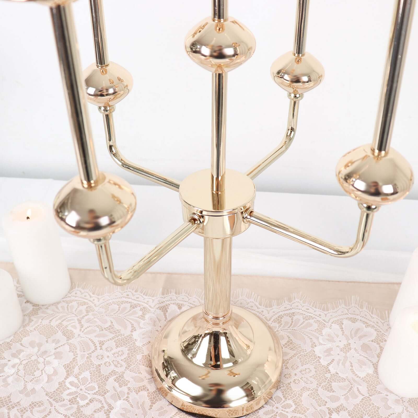 Gold Metal 5-Arm Candle Holder Table Centerpiece 20" Candelabra - Taper Candlestick Stand - Image 9