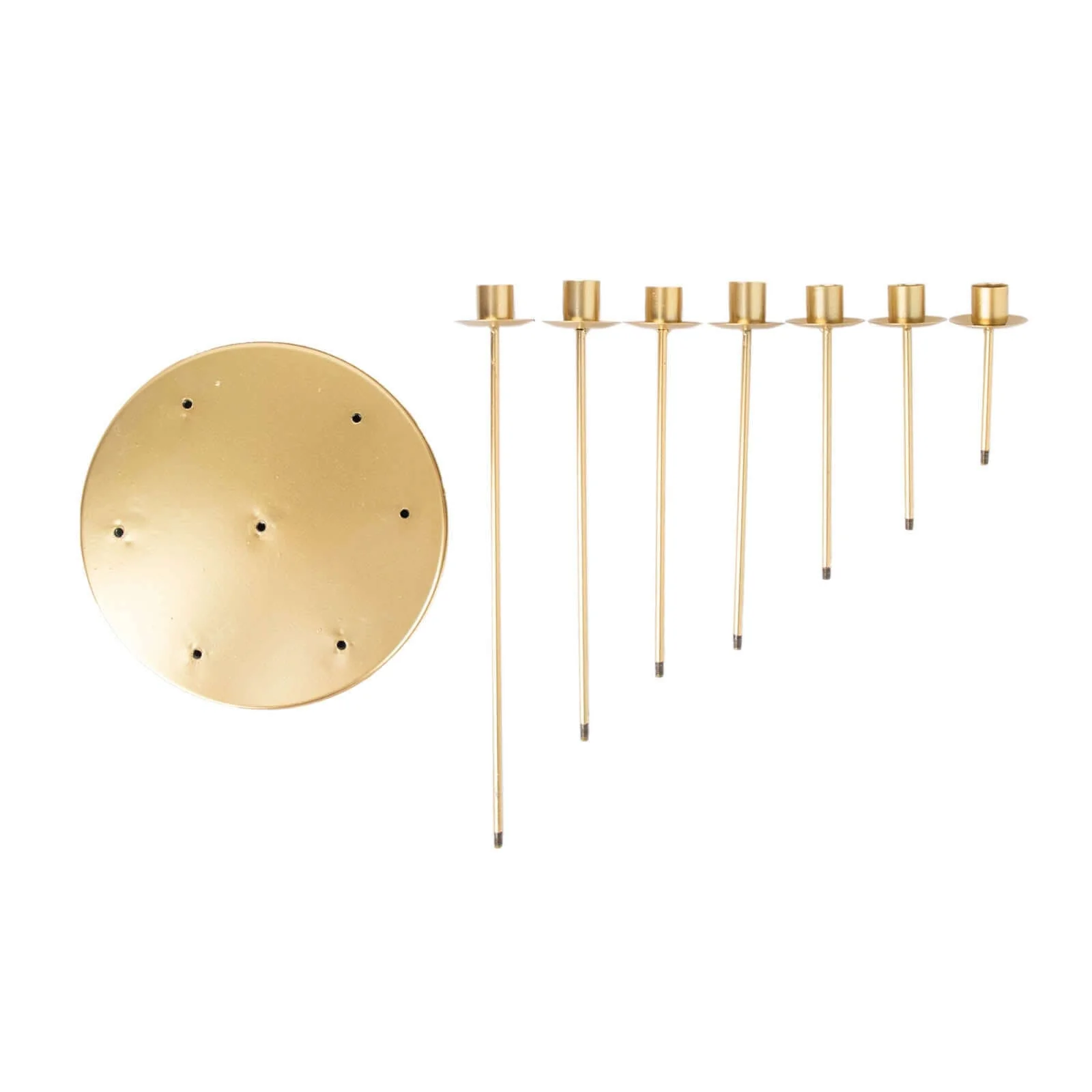 Gold Metal 7-Arm Taper Candle Holder Centerpiece 15" Round Wedding Table Candelabra - Cluster Design - Image 8