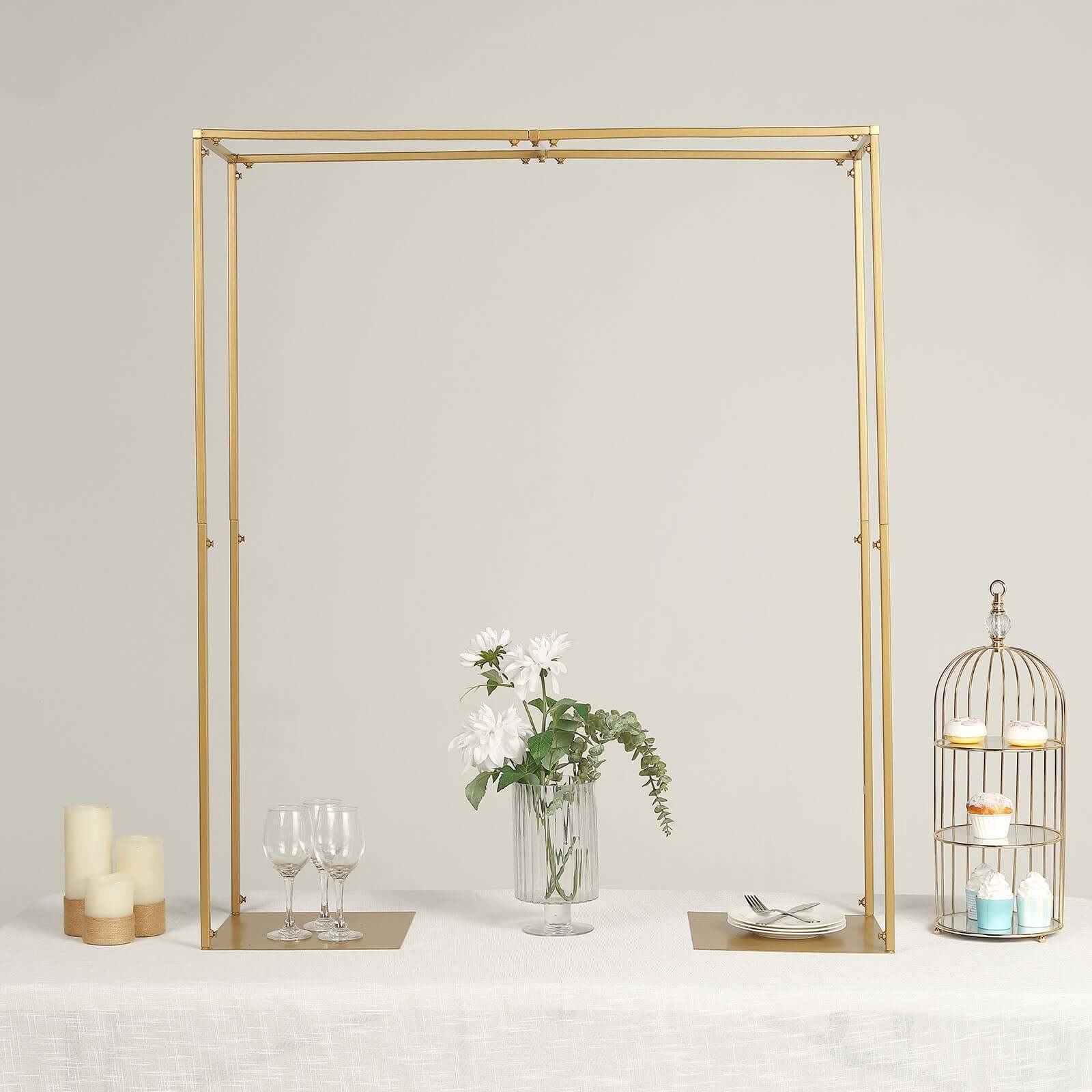 Gold Metal Adjustable Flower Arch Stand 48" Tall Over-The-Table Frame - Wedding Display - Image 2