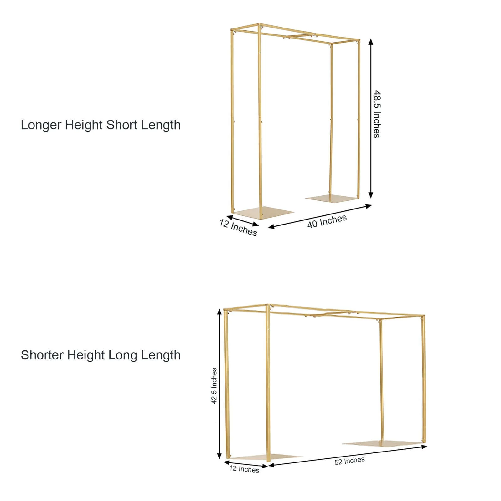 Gold Metal Adjustable Flower Arch Stand 48" Tall Over-The-Table Frame - Wedding Display - Image 3