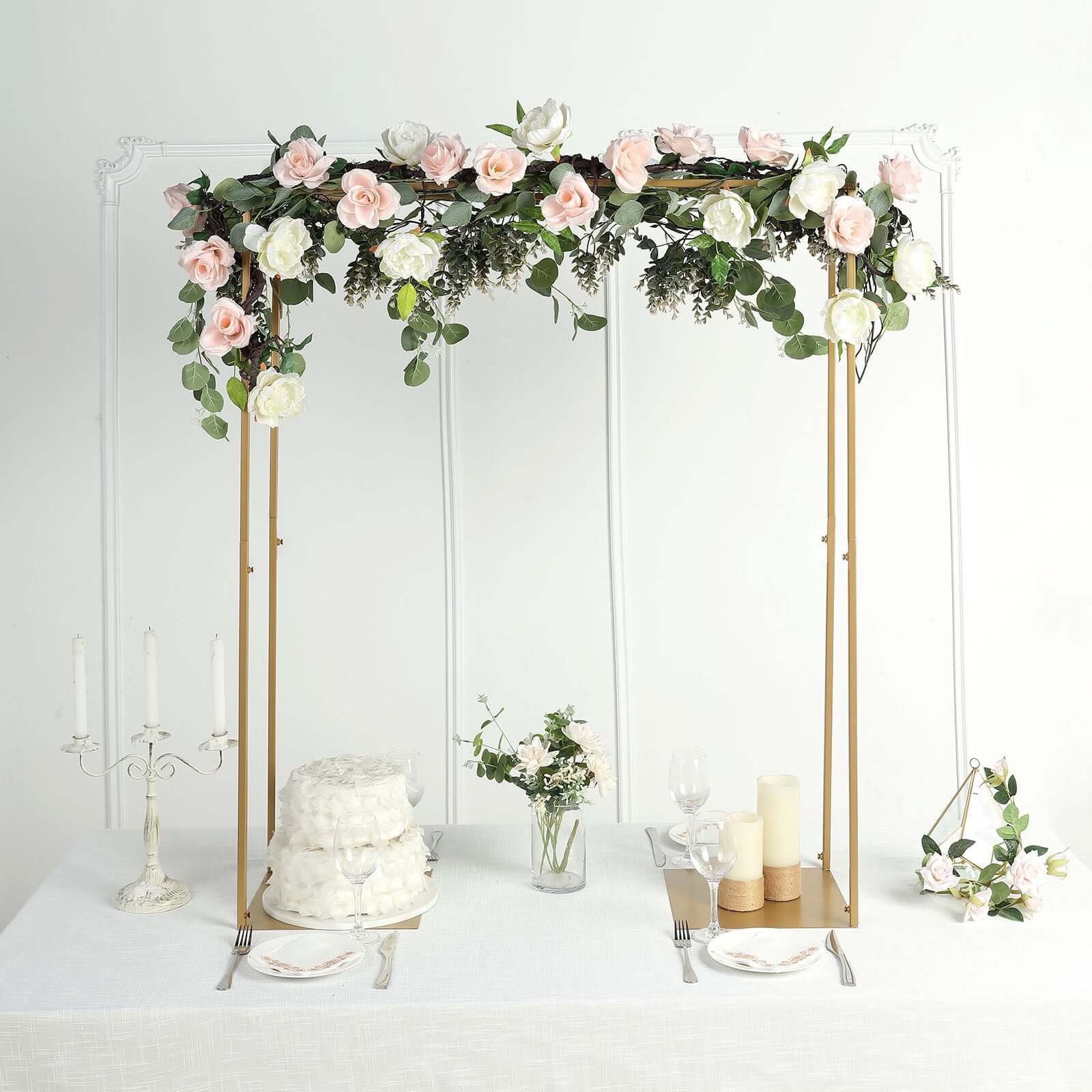 Gold Metal Adjustable Flower Arch Stand 48" Tall Over-The-Table Frame - Wedding Display - Image 6