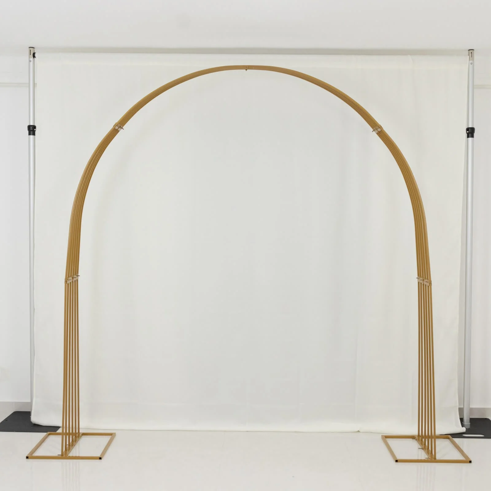 Gold Metal Dome Wedding Arch, Heavy-Duty Backdrop Stand 3D Floral Balloon Frame - 8ft