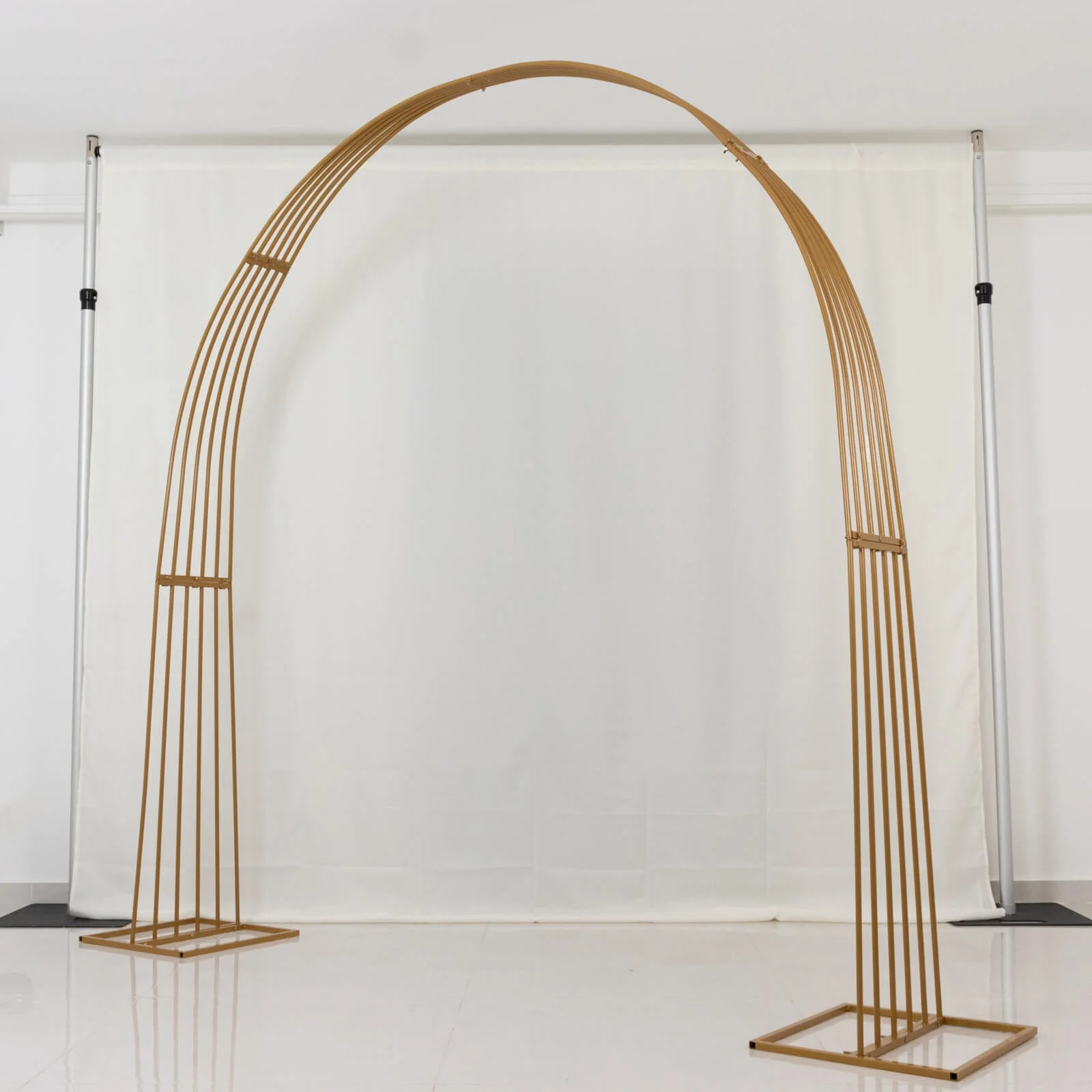 Gold Metal Dome Wedding Arch, Heavy-Duty Backdrop Stand 3D Floral Balloon Frame - 8ft - Image 7