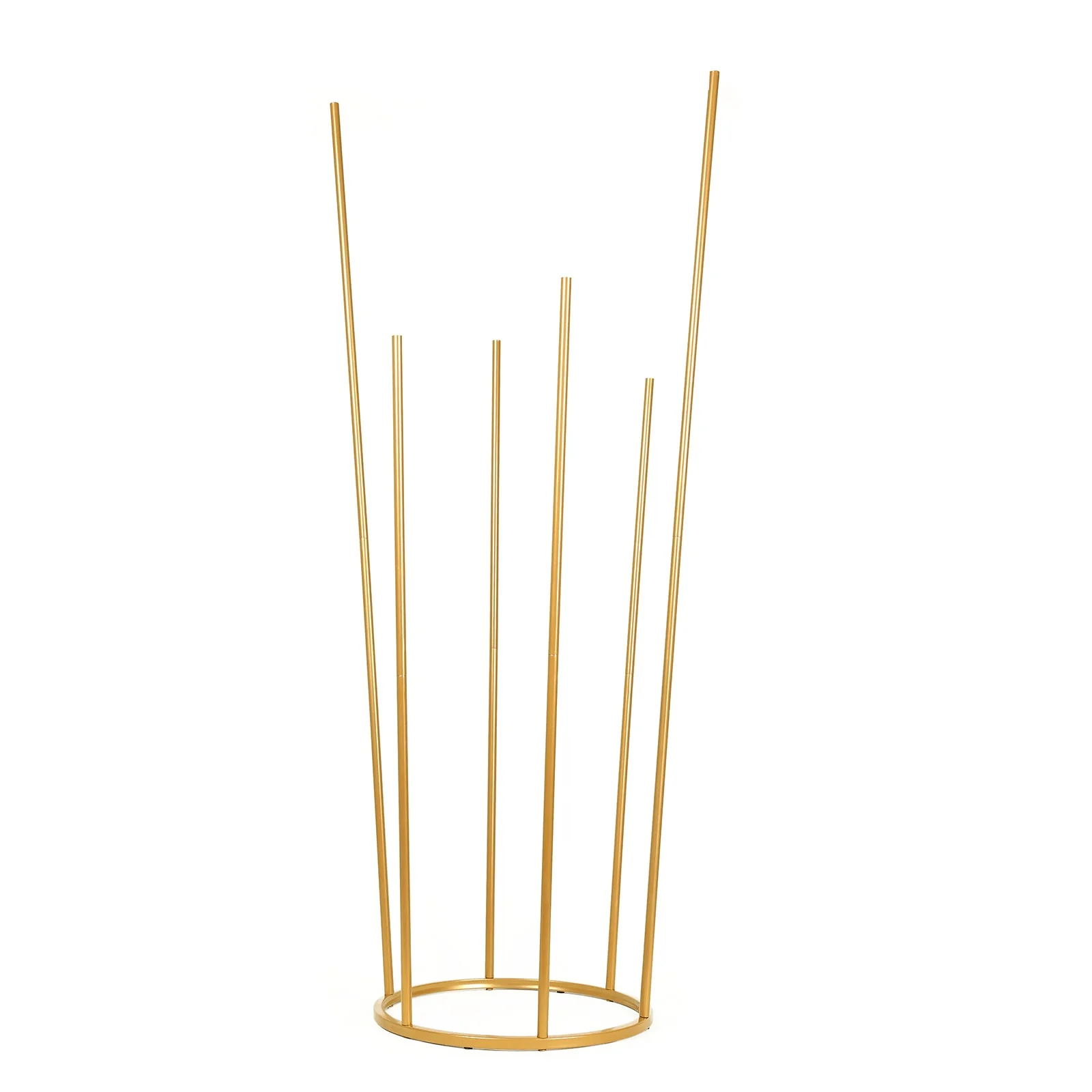Gold Metal Flower Centerpiece 4ft 6-Tubes Minimalist Round Base Design - Single Stem Bud Vase for Floral Arrangements - Image 7