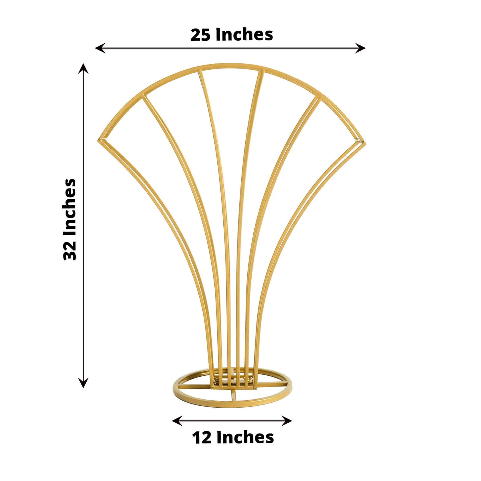 Gold Metal Flower Frame Table Centerpiece 32" Scalloped Fan Shape Design - Wedding Floral Display Stand - Image 3