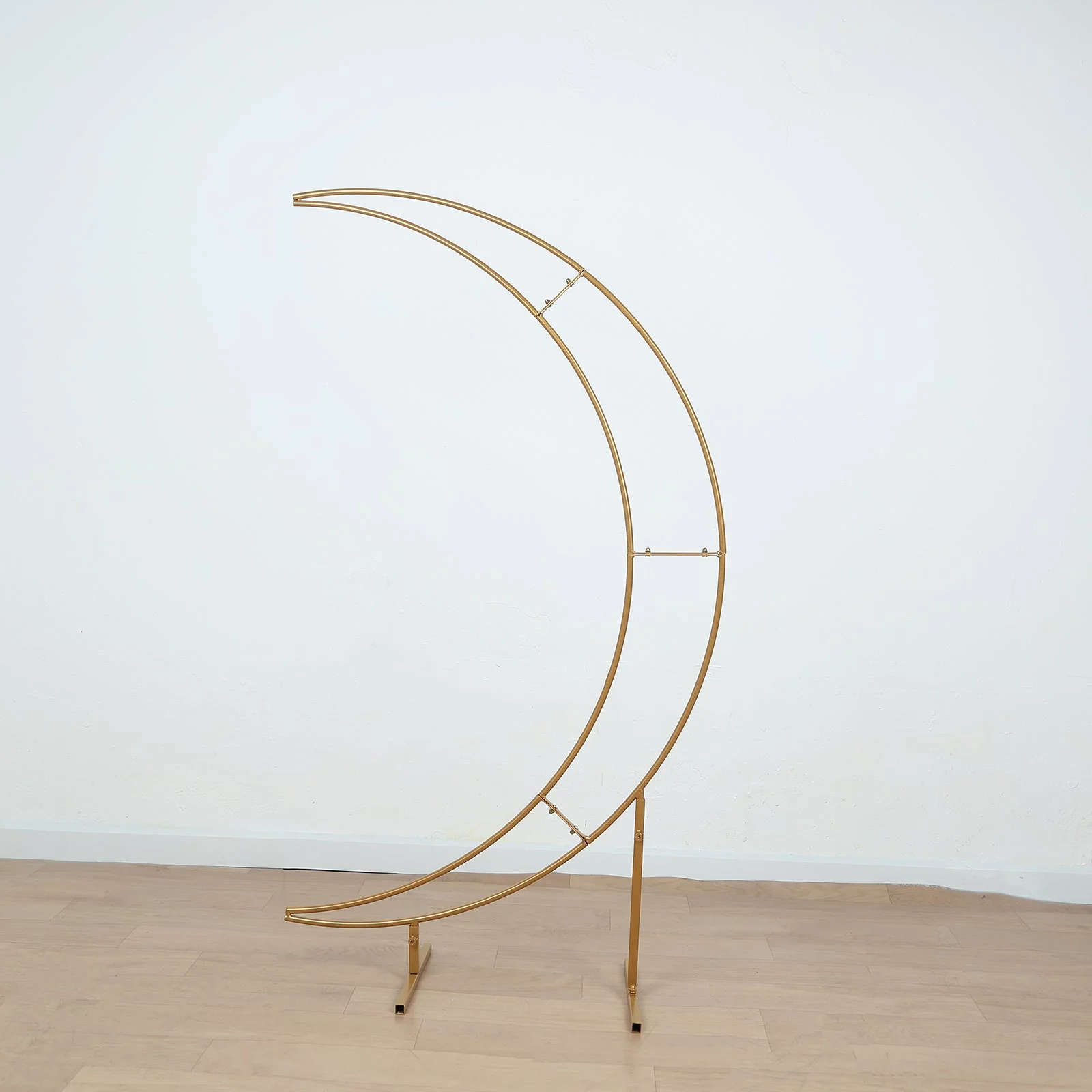 Gold Metal Half Crescent Moon Wedding Arch Flower Stand, Table Top Centerpiece Curved Arbor Balloon Frame - 4ft - Image 6
