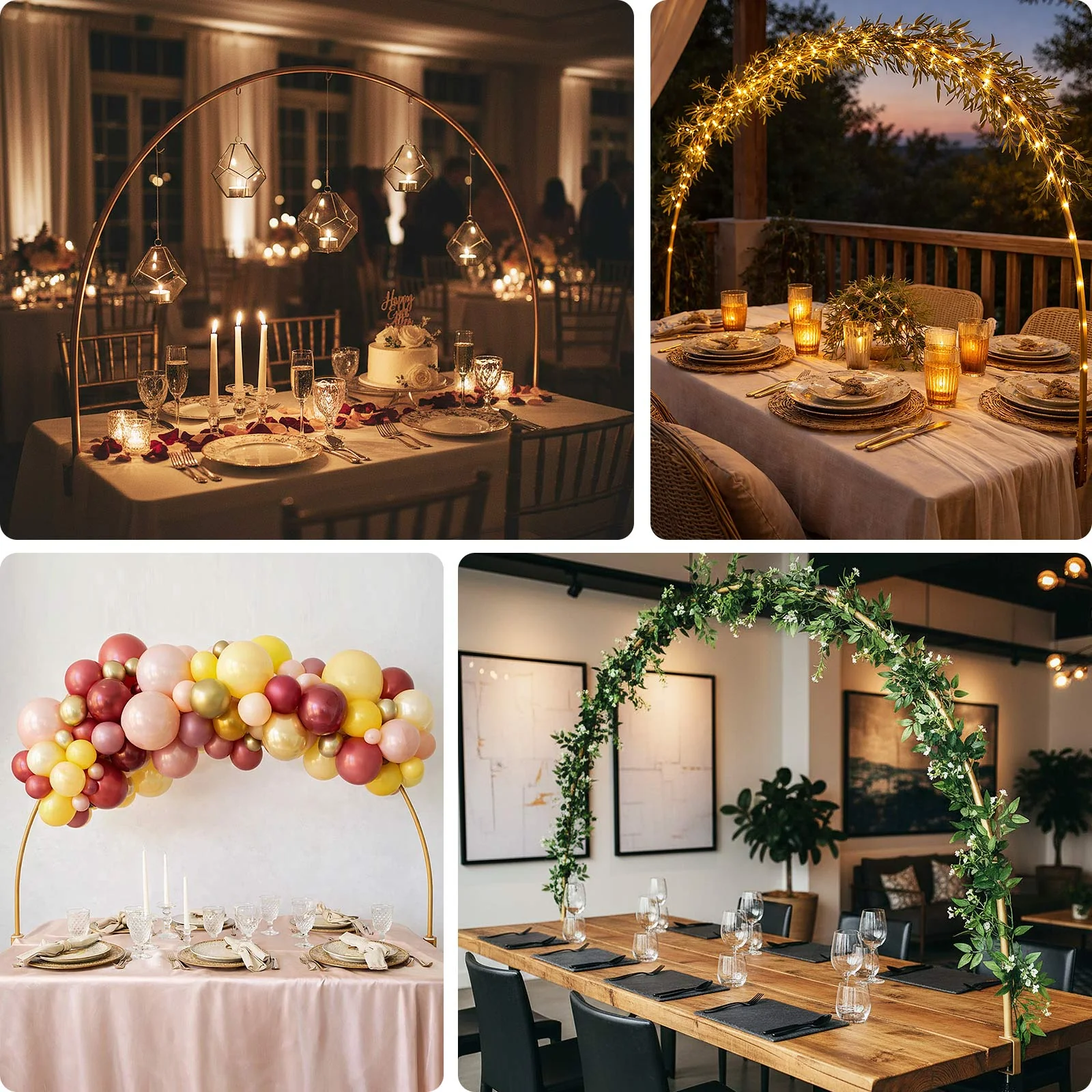 Gold Metal Over-The-Table Rod Stand with Clamps, Round Top Balloon Arch Flower Stand for Wedding and Party Decorations - 4ftx6ft - Image 4