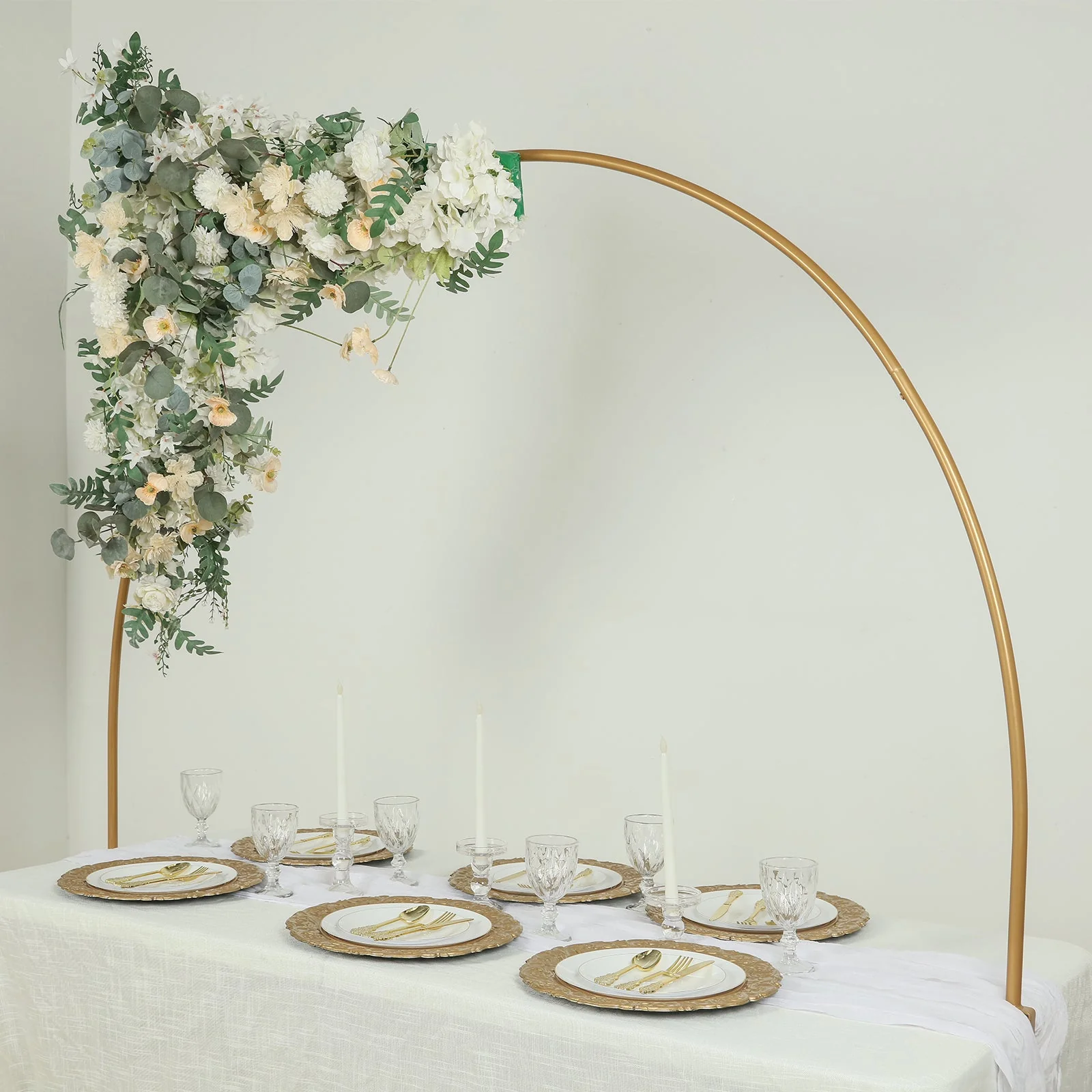 Gold Metal Over-The-Table Rod Stand with Clamps, Round Top Balloon Arch Flower Stand for Wedding and Party Decorations - 4ftx6ft - Image 8